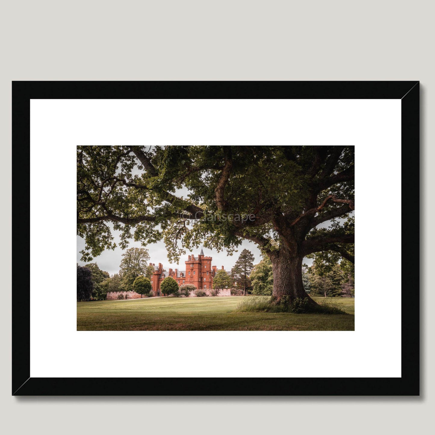 Clan Fraser of Lovat - Beaufort Castle - Framed & Mounted Photo Print 16"x12" Black