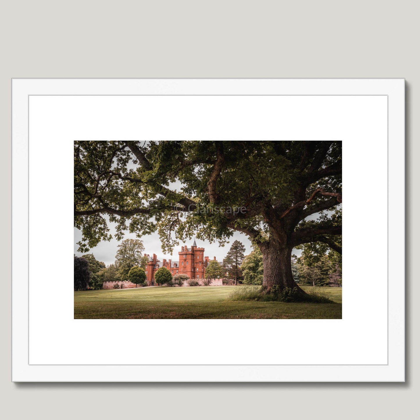 Clan Fraser of Lovat - Beaufort Castle - Framed & Mounted Photo Print 16"x12" White