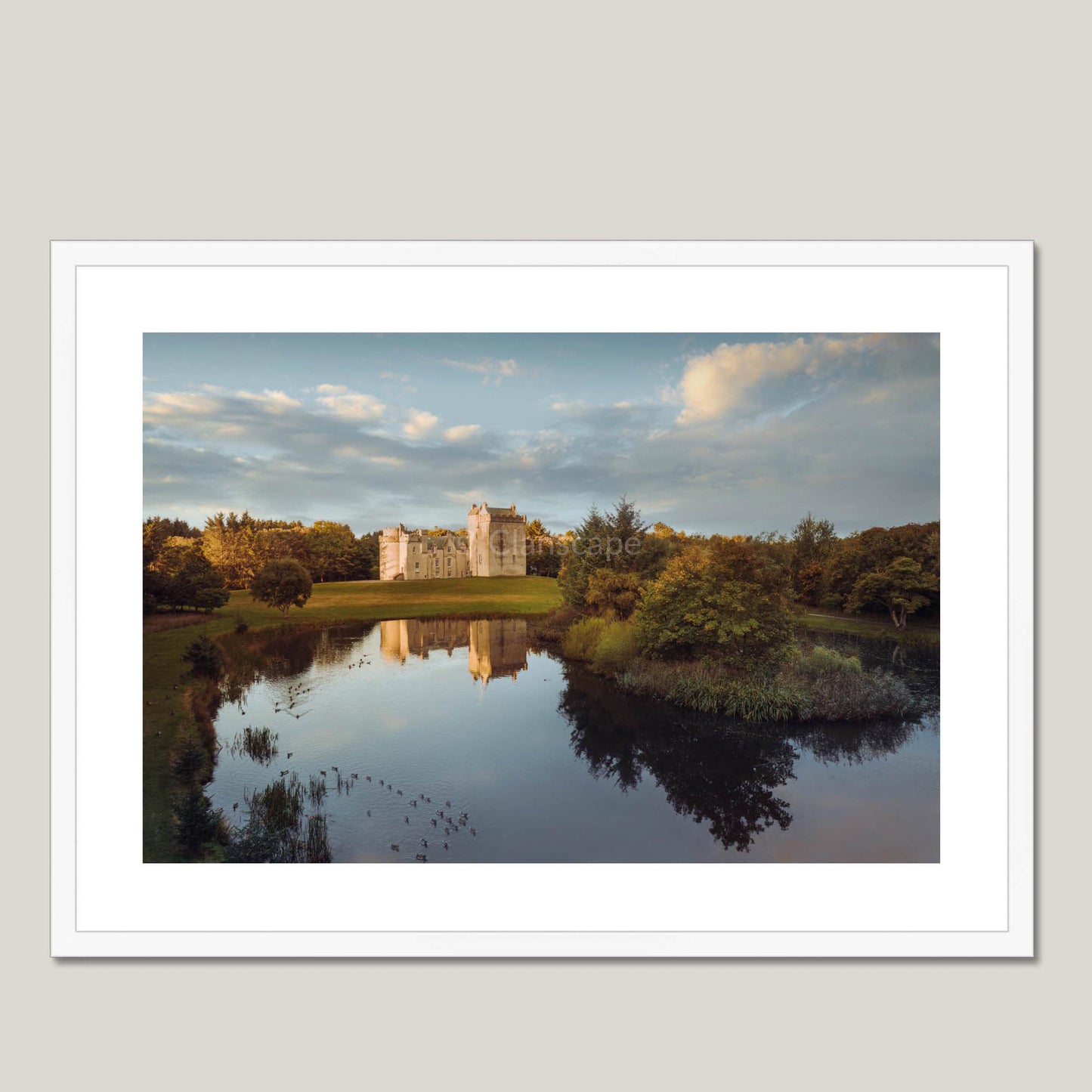 Clan Fraser - Cairnbulg Castle - Framed & Mounted Photo Print 28"x20" White
