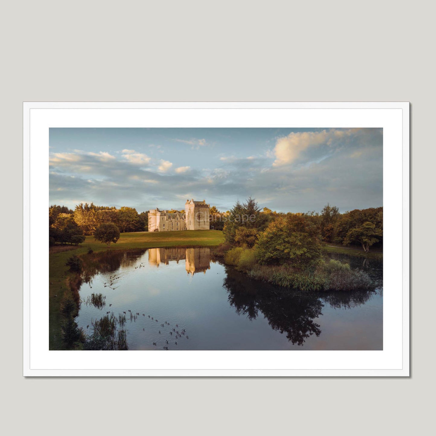 Clan Fraser - Cairnbulg Castle - Framed & Mounted Photo Print 40"x28" White