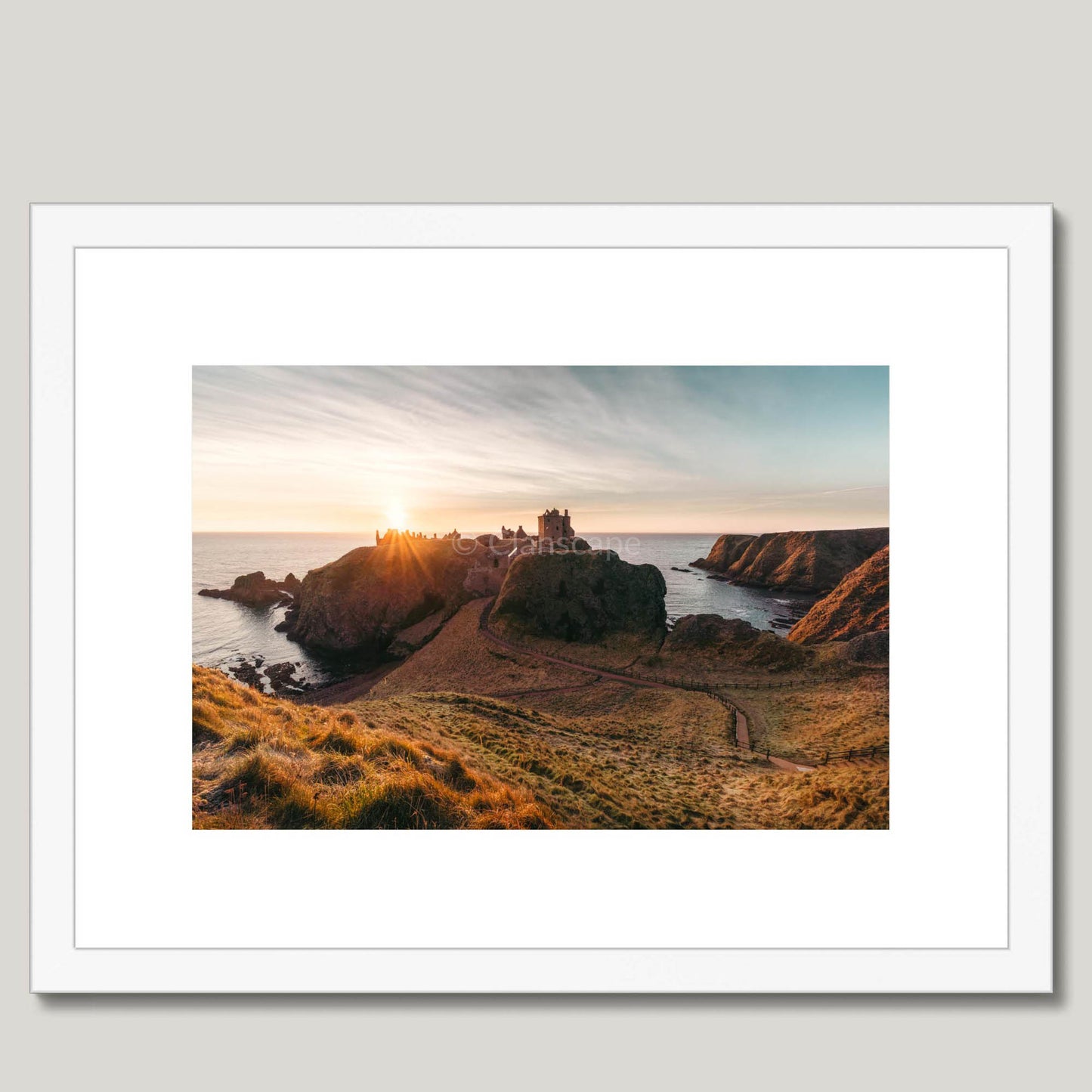 Clan Keith - Dunnotter Castle - Framed & Mounted Photo Print 16"x12" White