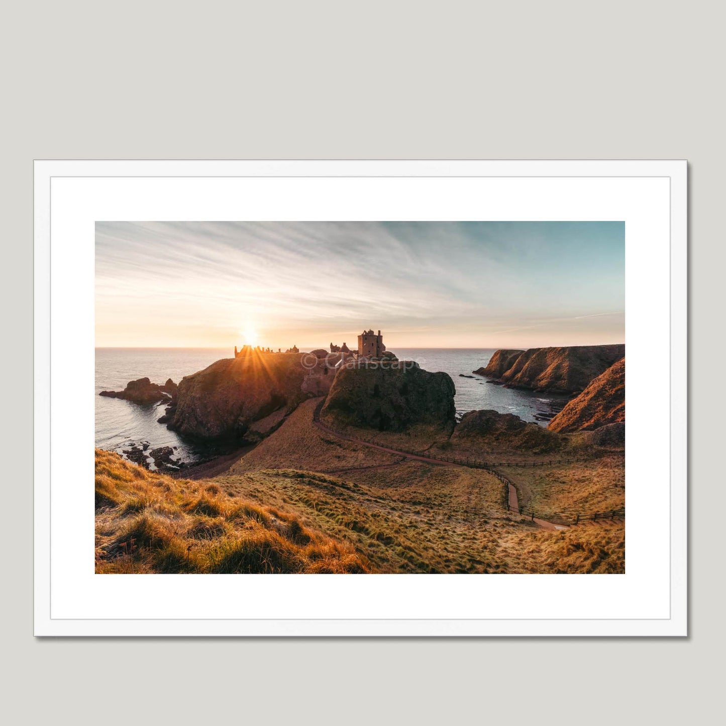 Clan Keith - Dunnotter Castle - Framed & Mounted Photo Print 28"x20" White