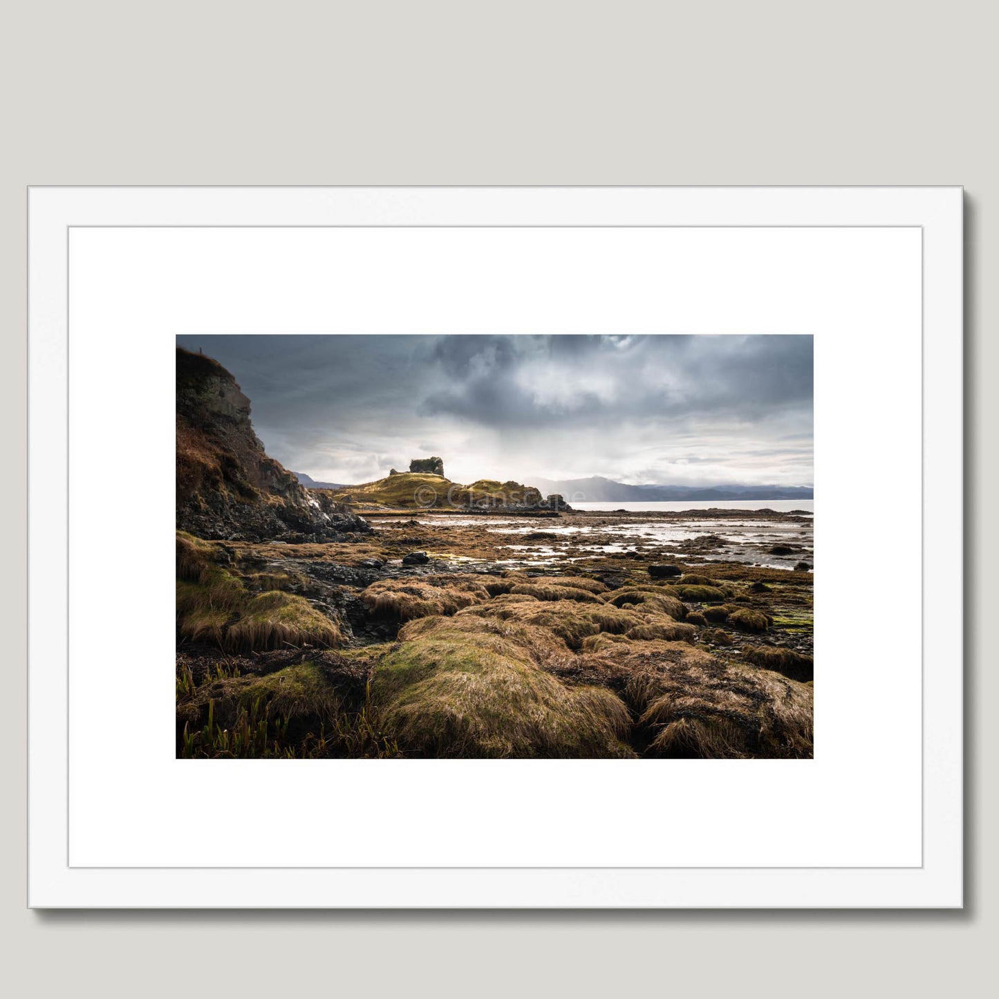 Clan MacLeod - Knock Castle - Framed & Mounted Photo Print 16"x12" White