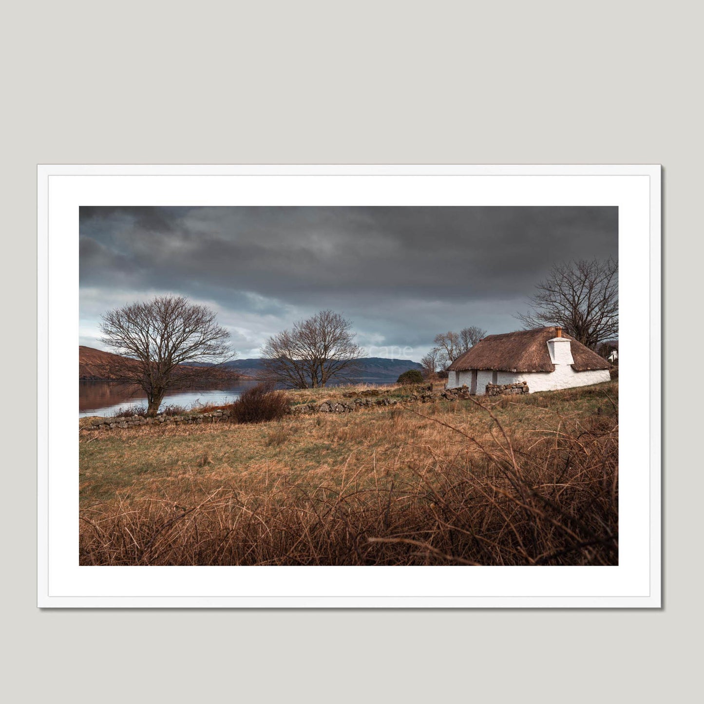 Clan Mackinnon - Luib Cottage, Isle of Skye - Framed & Mounted Photo Print 40"x28" White