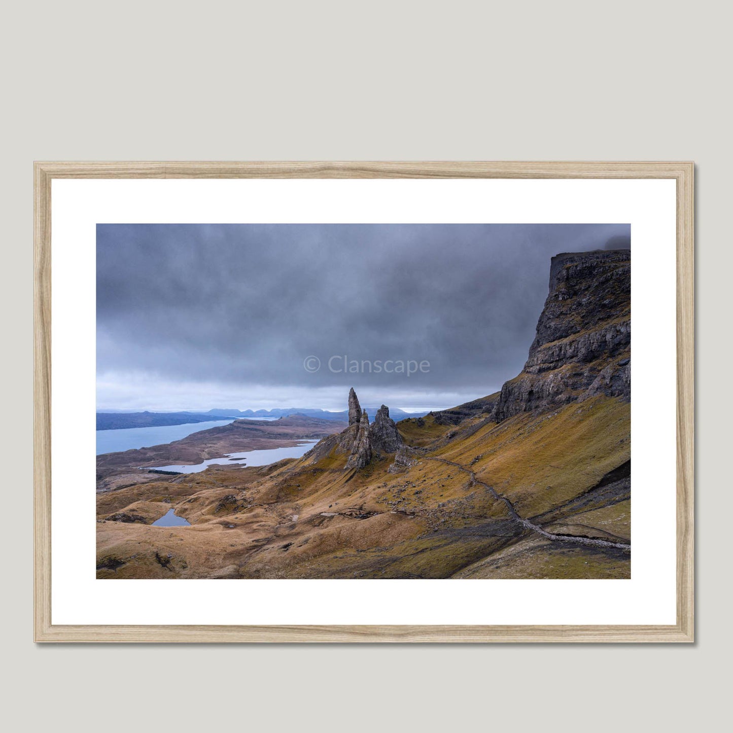 Clan MacDonald of Sleat - Old Man of Storr, Isle of Skye - Framed & Mounted Photo Print 28"x20" Natural