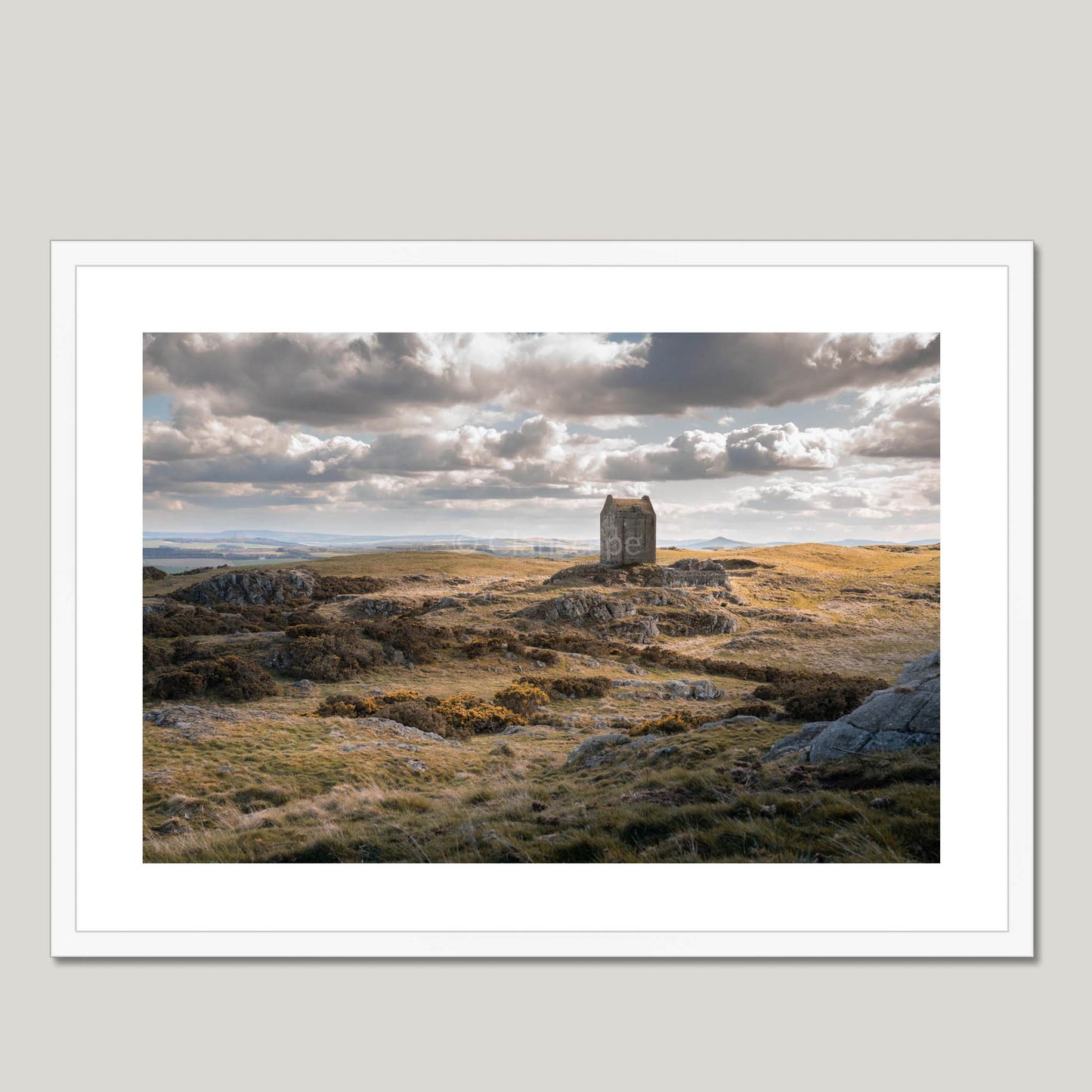 Clan Pringle - Smailholm Tower - Framed & Mounted Photo Print 28"x20" White