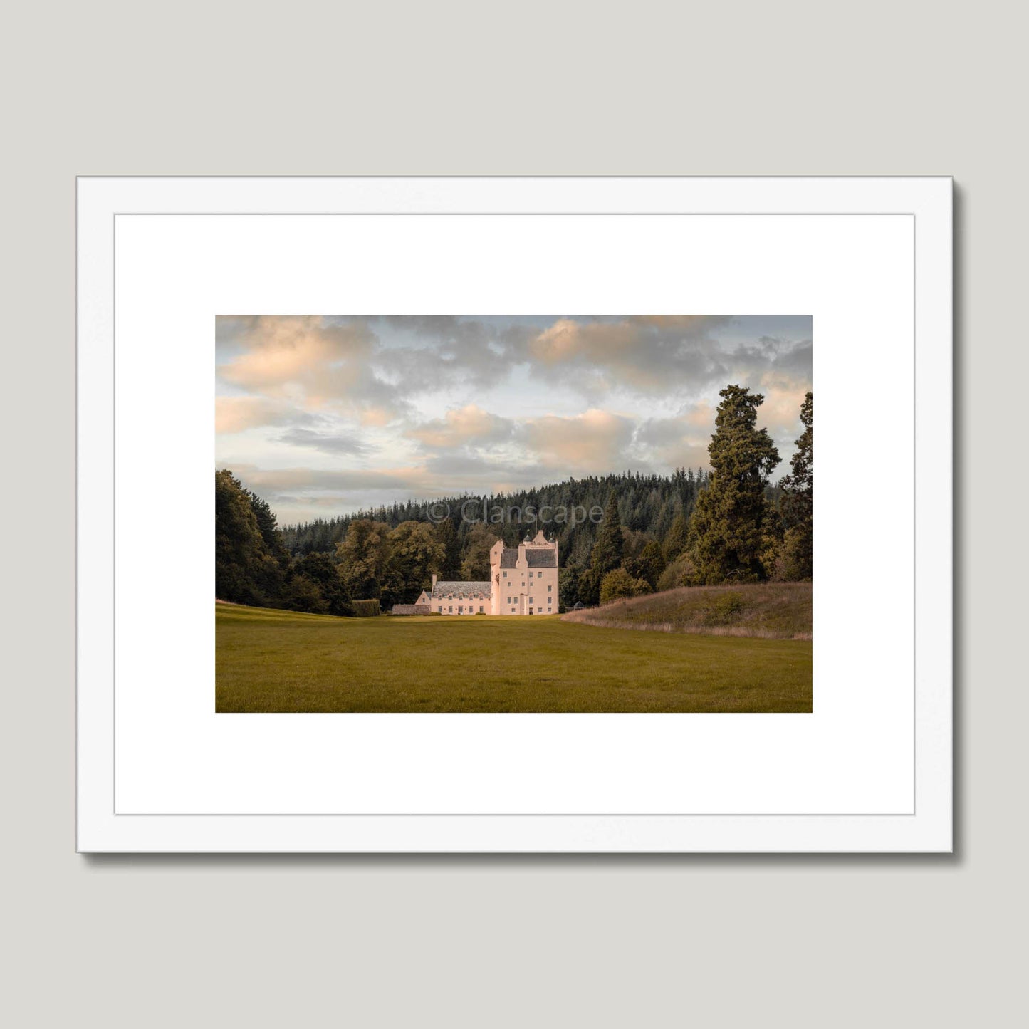 Clan Bissett - Aboyne Castle - Framed & Mounted Photo Print 16"x12" White