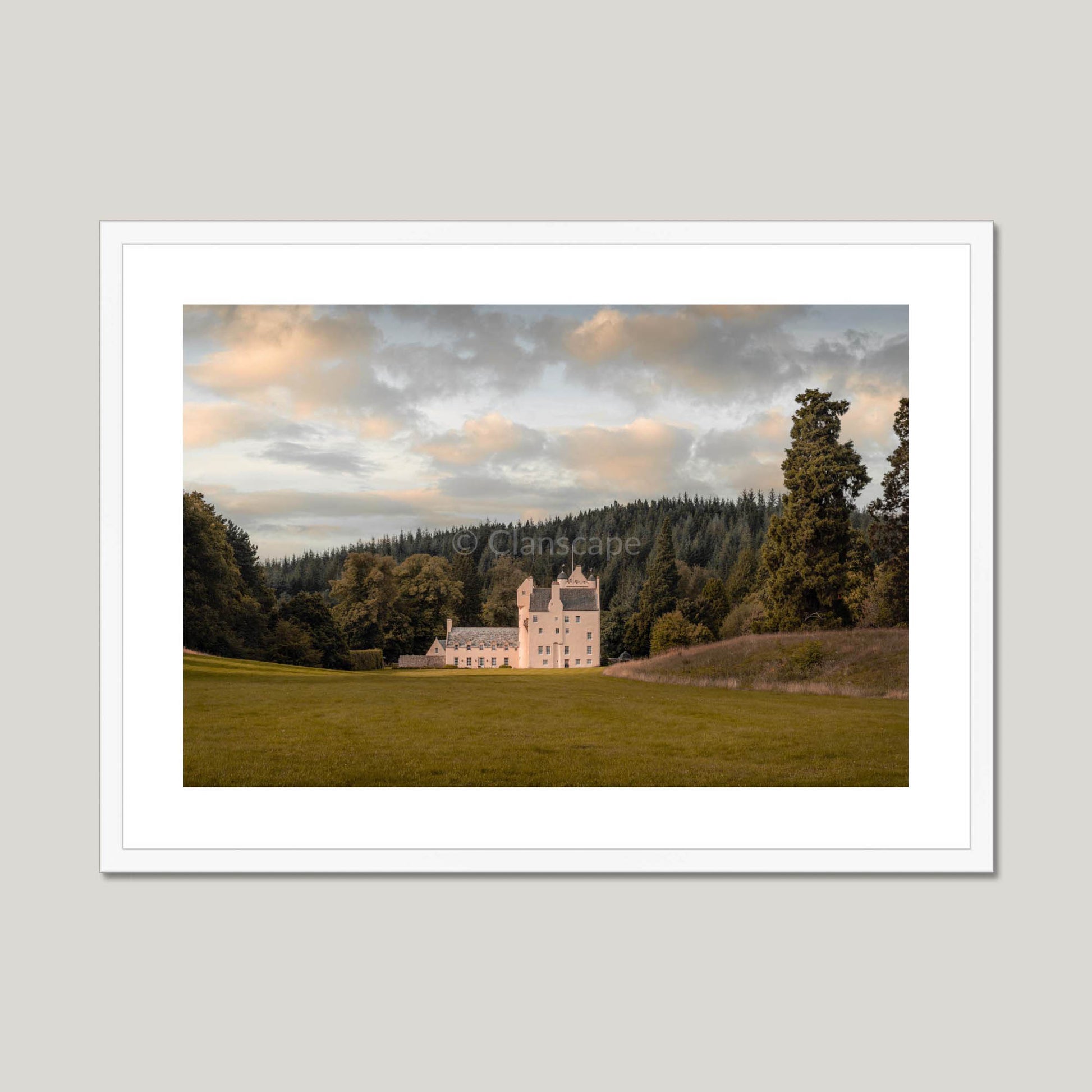 Clan Gordon - Aboyne Castle - Framed & Mounted Photo Photo Print 28"x20" White