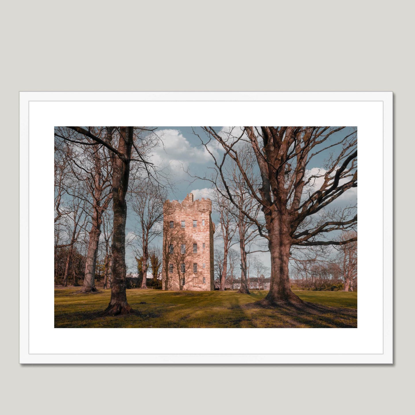 Clan Erskine - Alloa Tower - Framed & Mounted Photo Print 28"x20" White