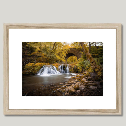 Clan Elliot - Arbirlot Waterfall - Framed & Mounted Photo Print 16"x12" Natural