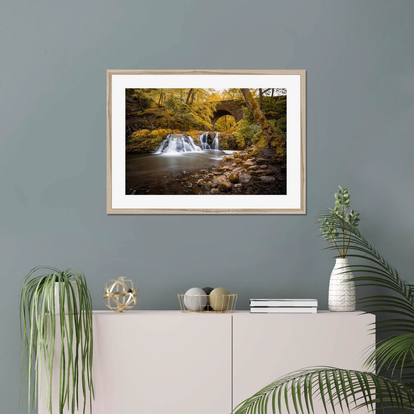 Clan Elliot - Arbirlot Waterfall - Framed & Mounted Photo Print