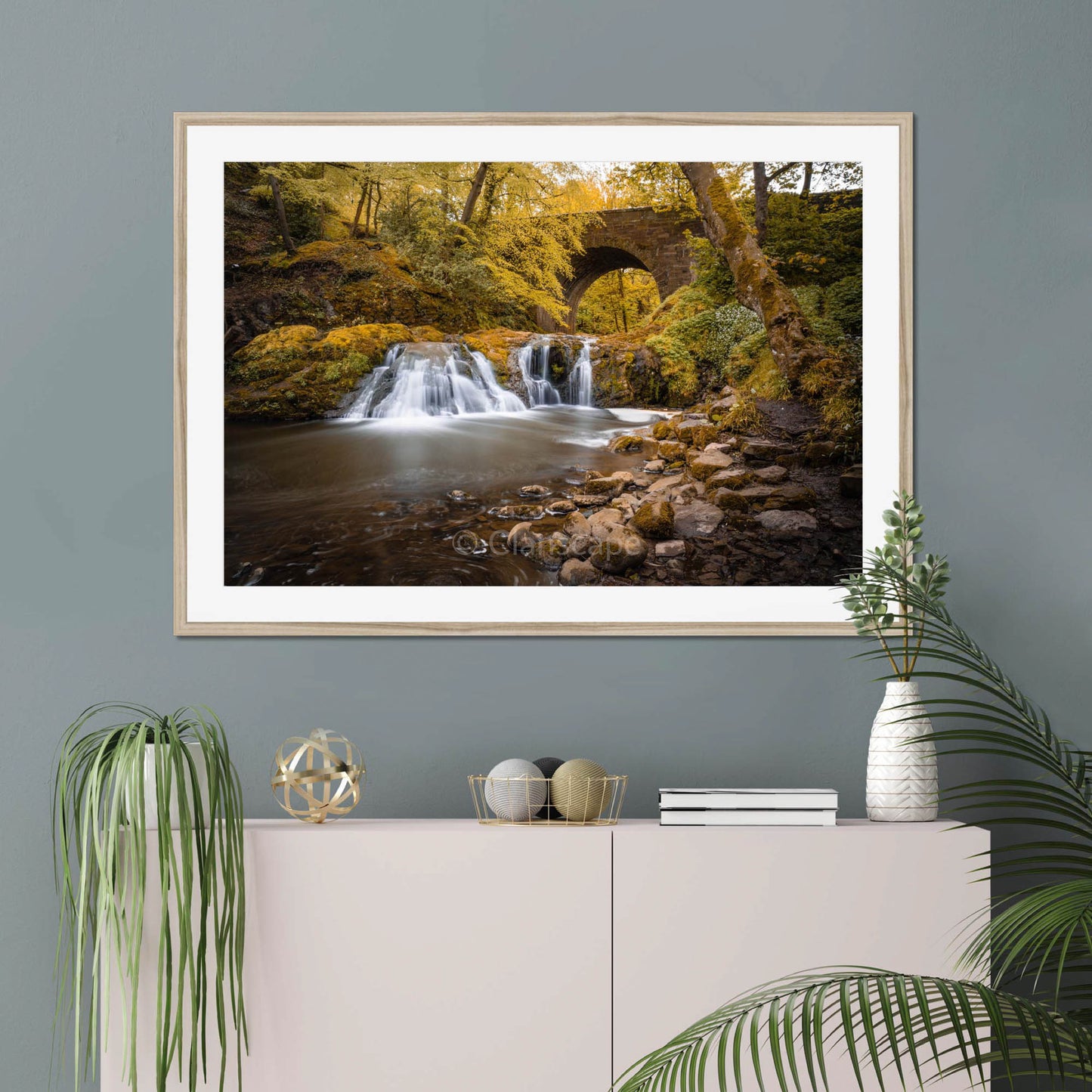 Clan Elliot - Arbirlot Waterfall - Framed & Mounted Photo Print