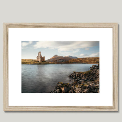 Clan Macleod of Assynt - Ardvreck Castle - Framed & Mounted Photo Print 16"x12" Natural Frame