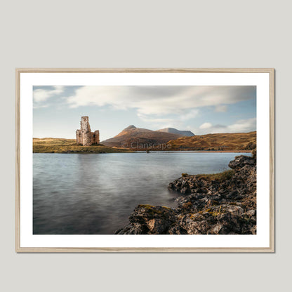 Clan Macleod of Assynt - Ardvreck Castle - Framed & Mounted Photo Print 40"x28" Natural Frame