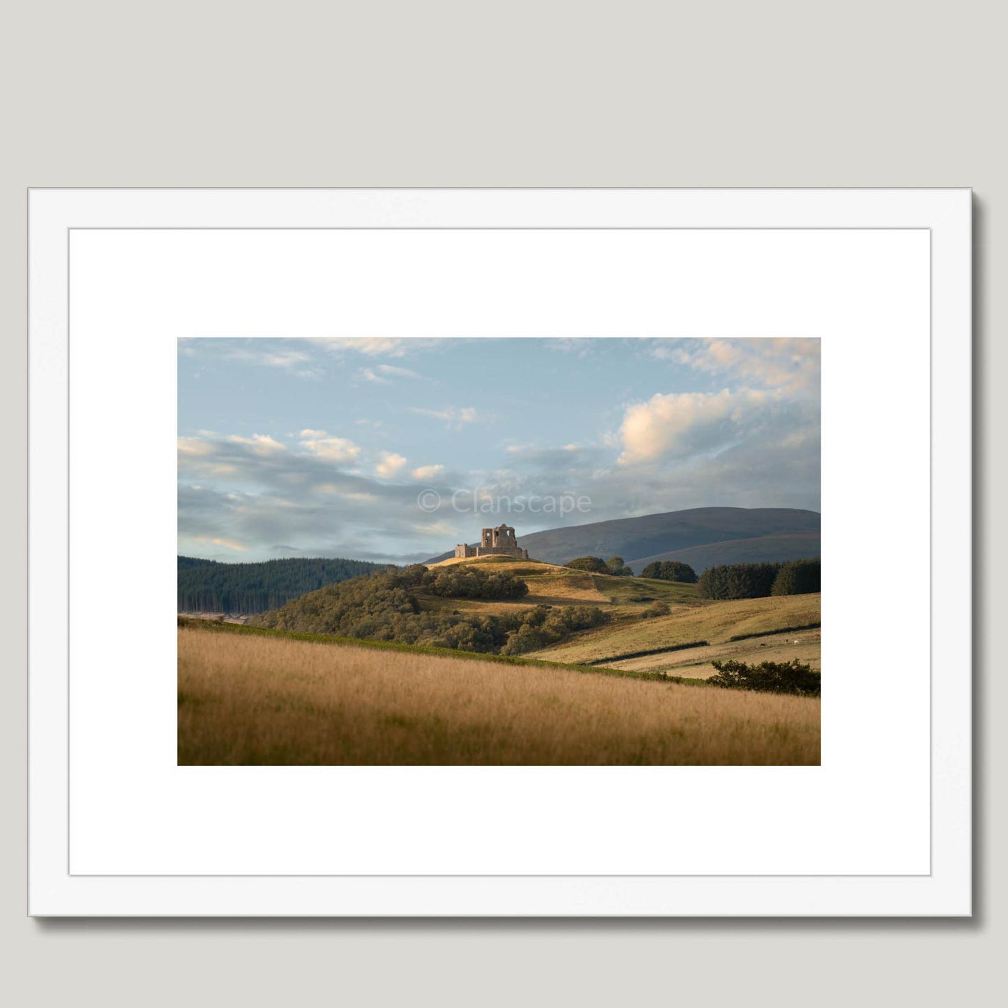 Clan Gordon - Auchindoun Castle - Framed & Mounted Photo Print 16"x12" White