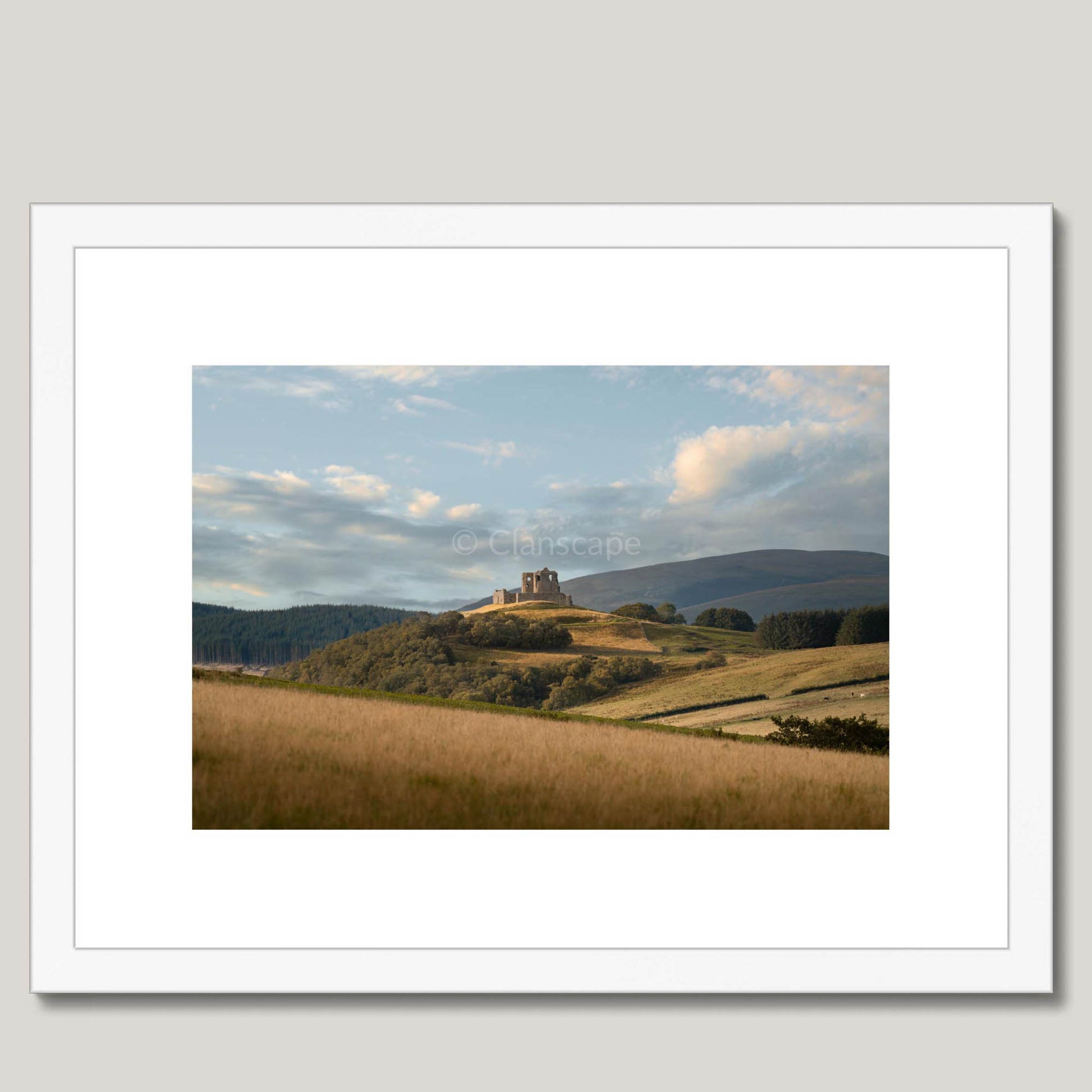 Clan Ogilvy - Auchindoun Castle - Framed & Mounted Photo Print 16"x12" White