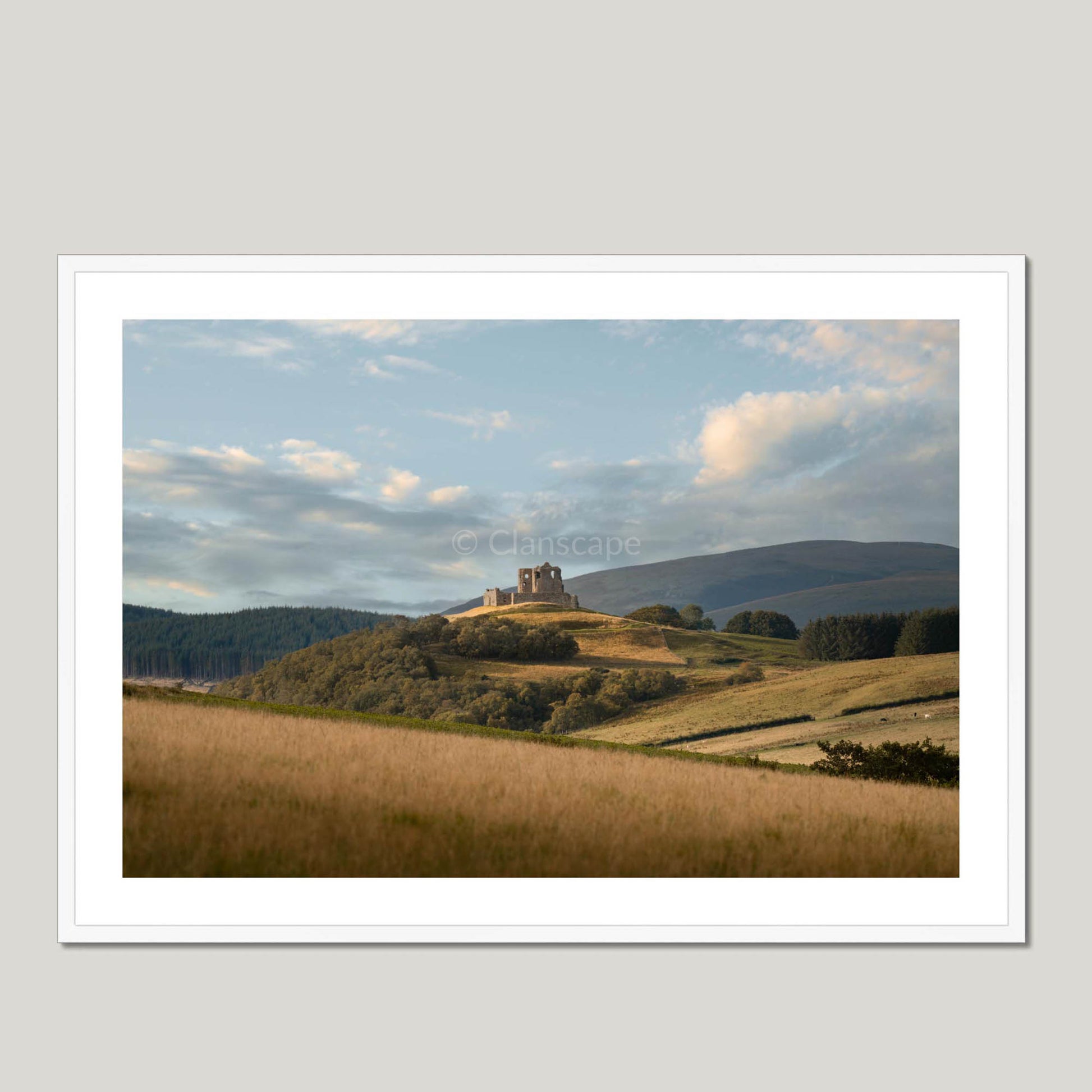 Clan Ogilvy - Auchindoun Castle - Framed & Mounted Photo Print 40"x28" White