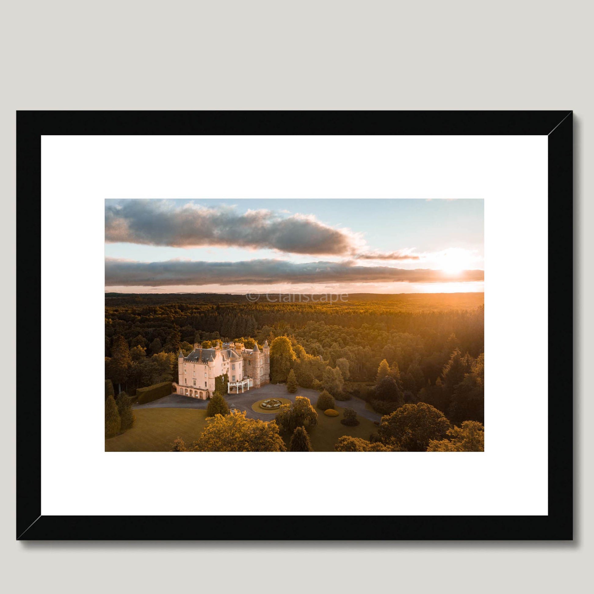 Clan Ross - Balnagown Castle - Framed & Mounted Photo Print 16"x12" Black