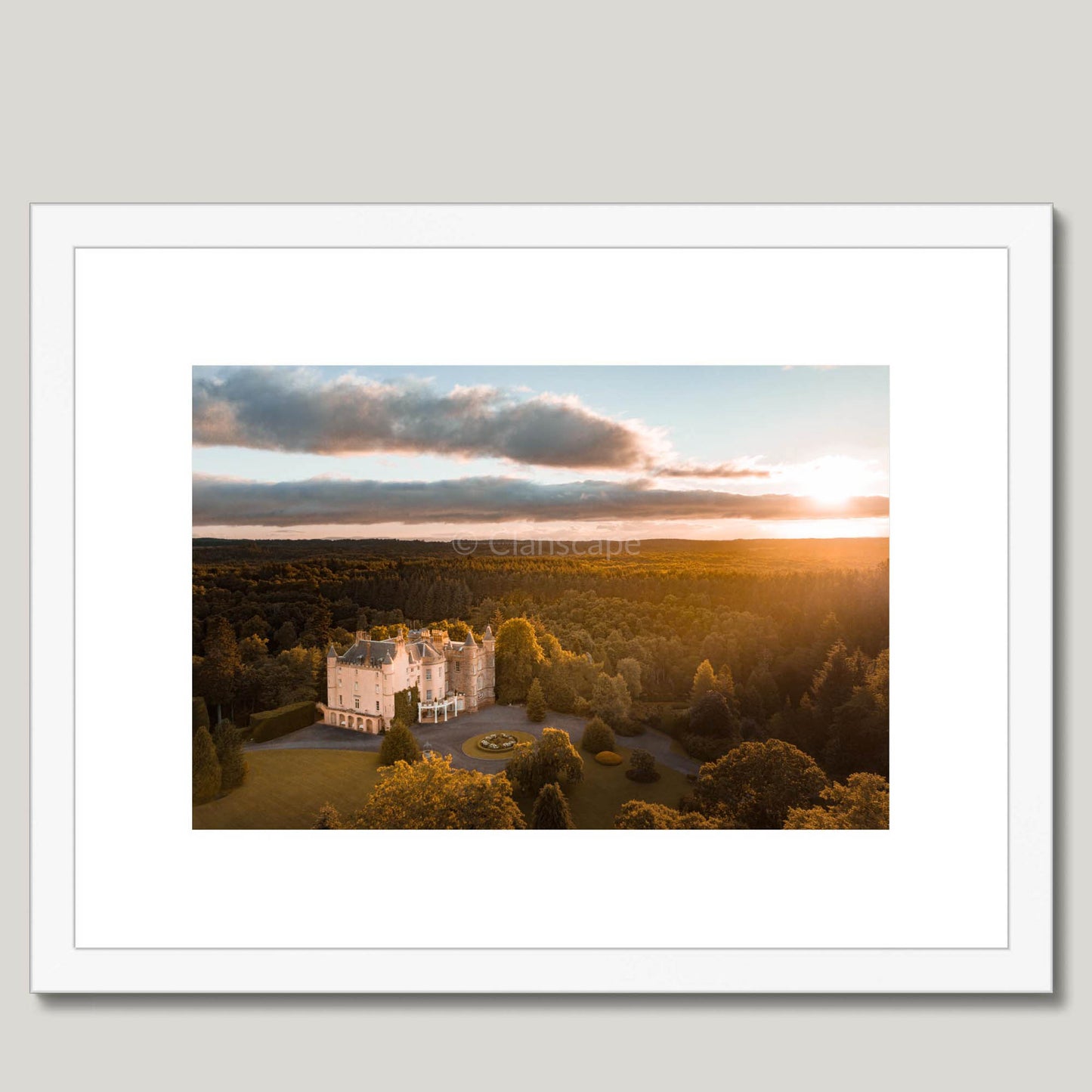 Clan Ross - Balnagown Castle - Framed & Mounted Photo Print 16"x12" White