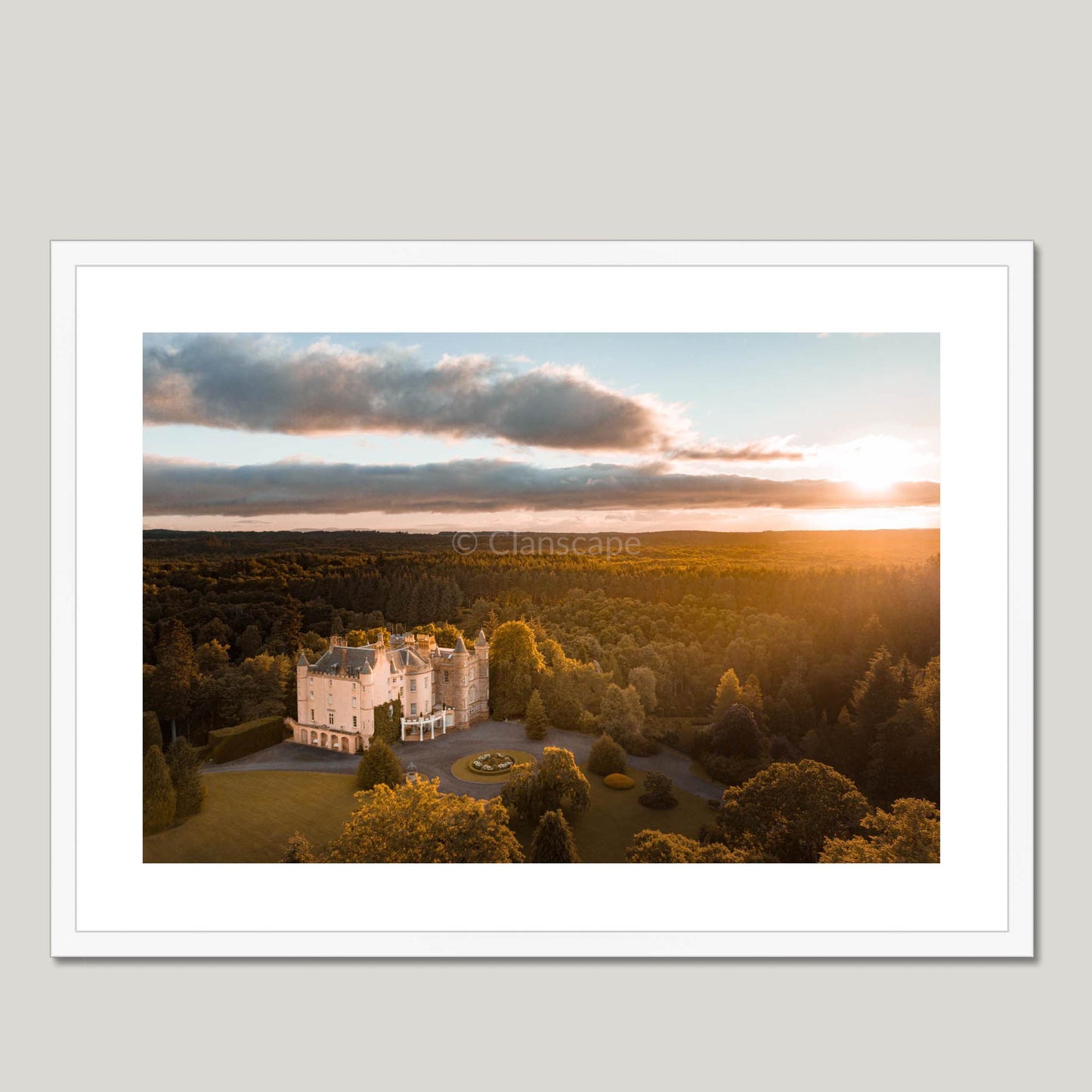 Clan Ross - Balnagown Castle - Framed & Mounted Photo Print 28"x20" White