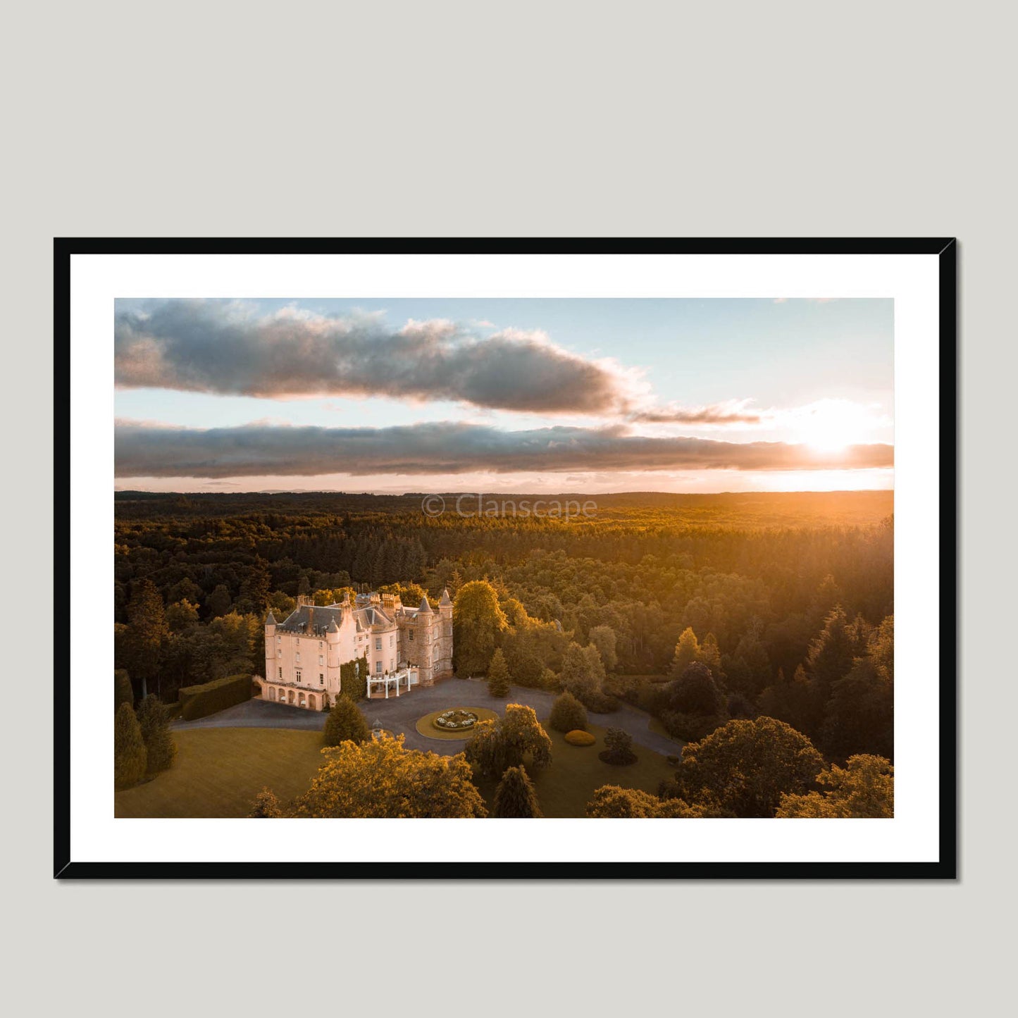 Clan Ross - Balnagown Castle - Framed & Mounted Photo Print 40"x28" Black