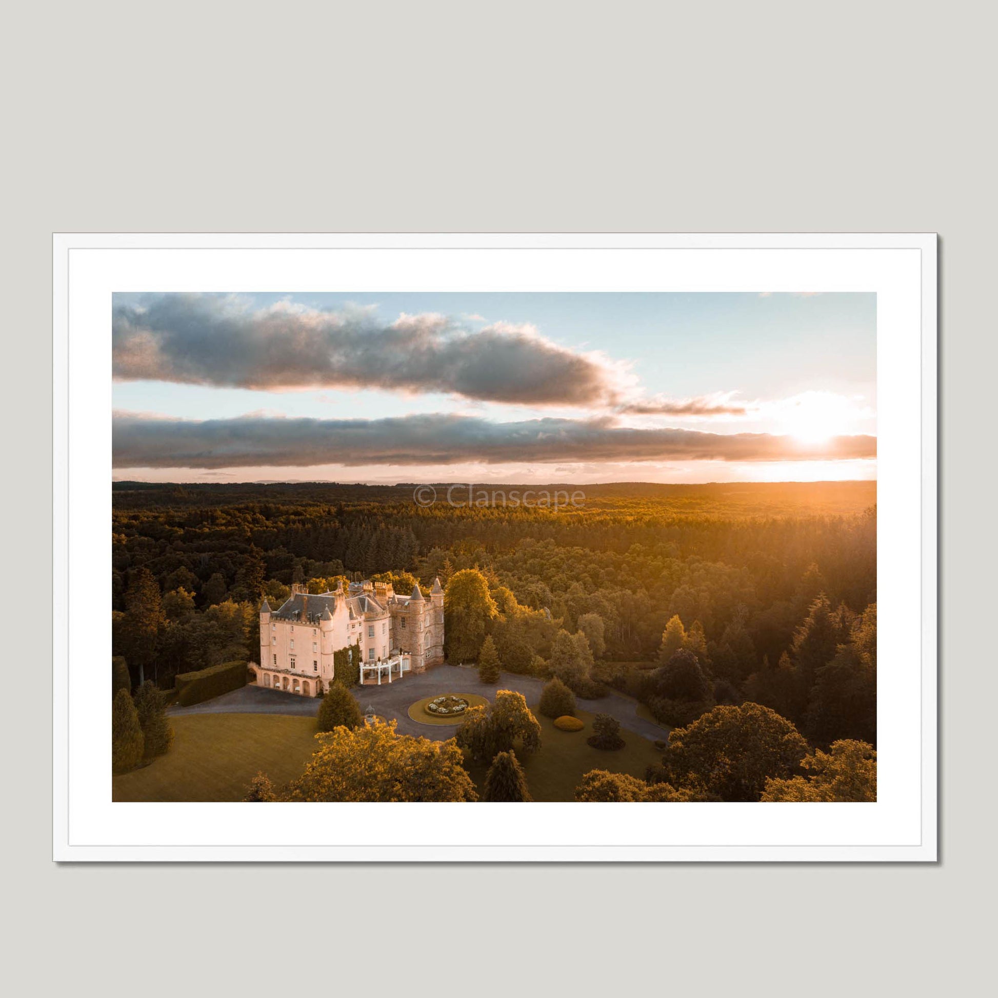 Clan Ross - Balnagown Castle - Framed & Mounted Photo Print 40"x28" White