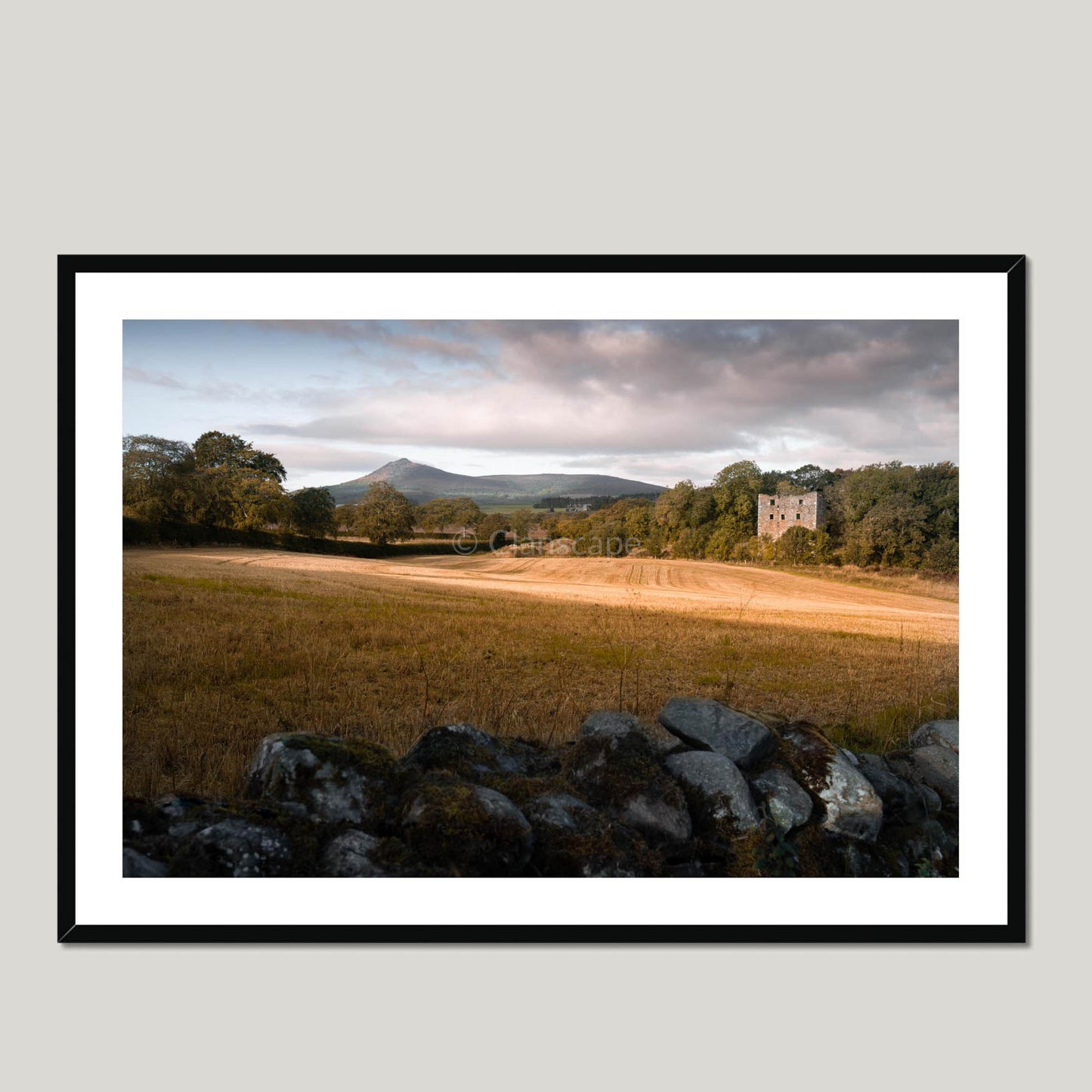 Clan Leslie - Balquhain Castle - Framed & Mounted Photo Print 40"x28" Black