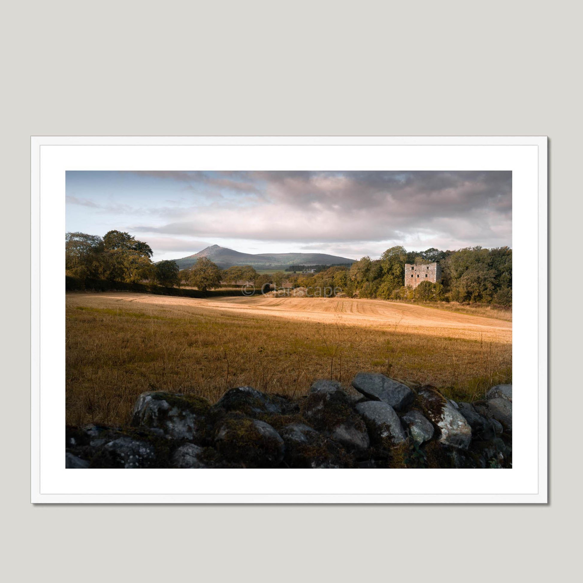 Clan Leslie - Balquhain Castle - Framed & Mounted Photo Print 40"x28" White