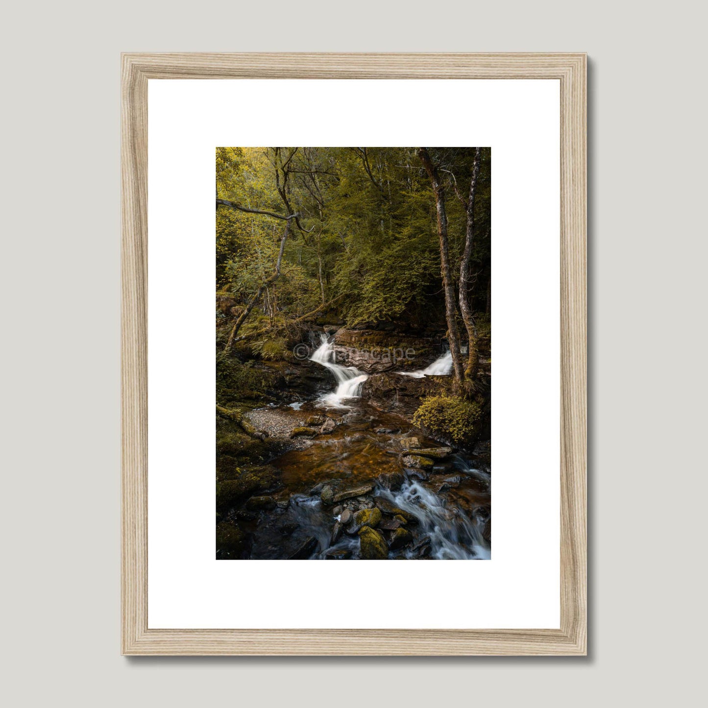 Clan MacGregor - Balquhidder Waterfall - Framed & Mounted Photo Print 12"x16" Natural