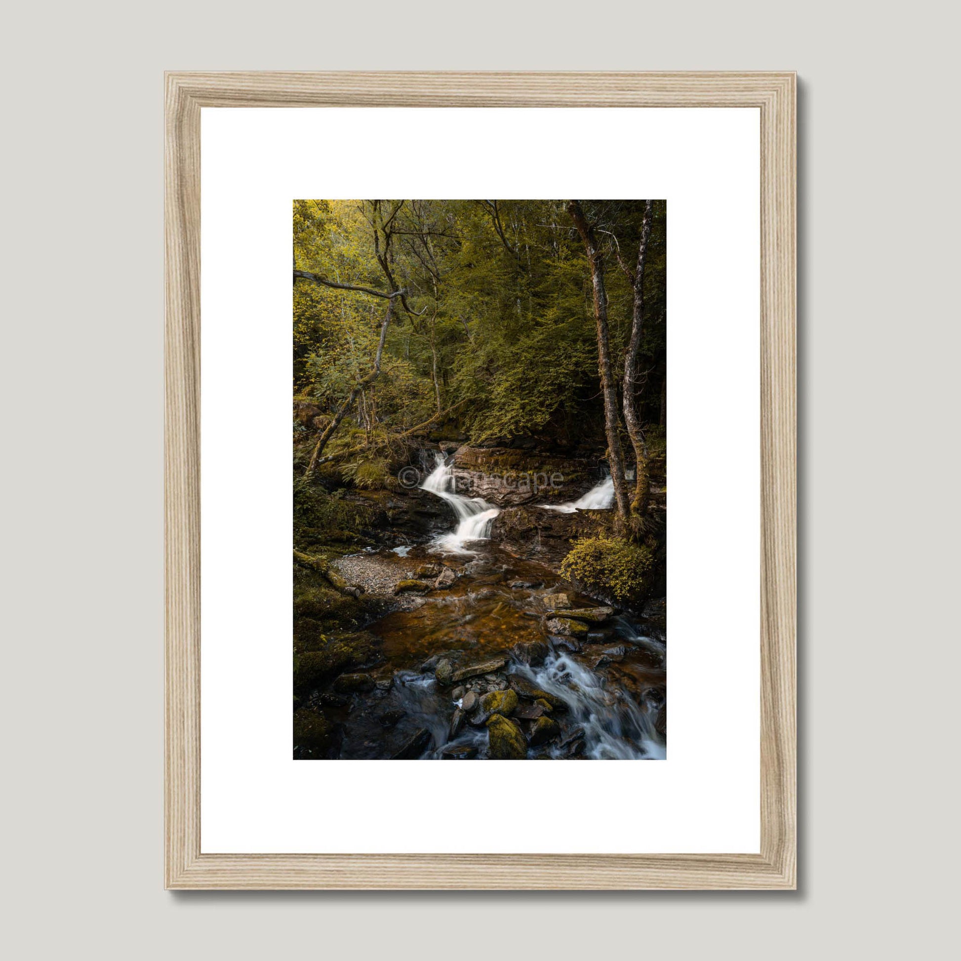 Clan MacLaren - Balquhidder Waterfall - Framed & Mounted Photo Print 12"x16" Natural