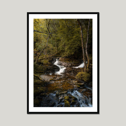 Clan MacGregor - Balquhidder Waterfall - Framed & Mounted Photo Print 28"x40" Black