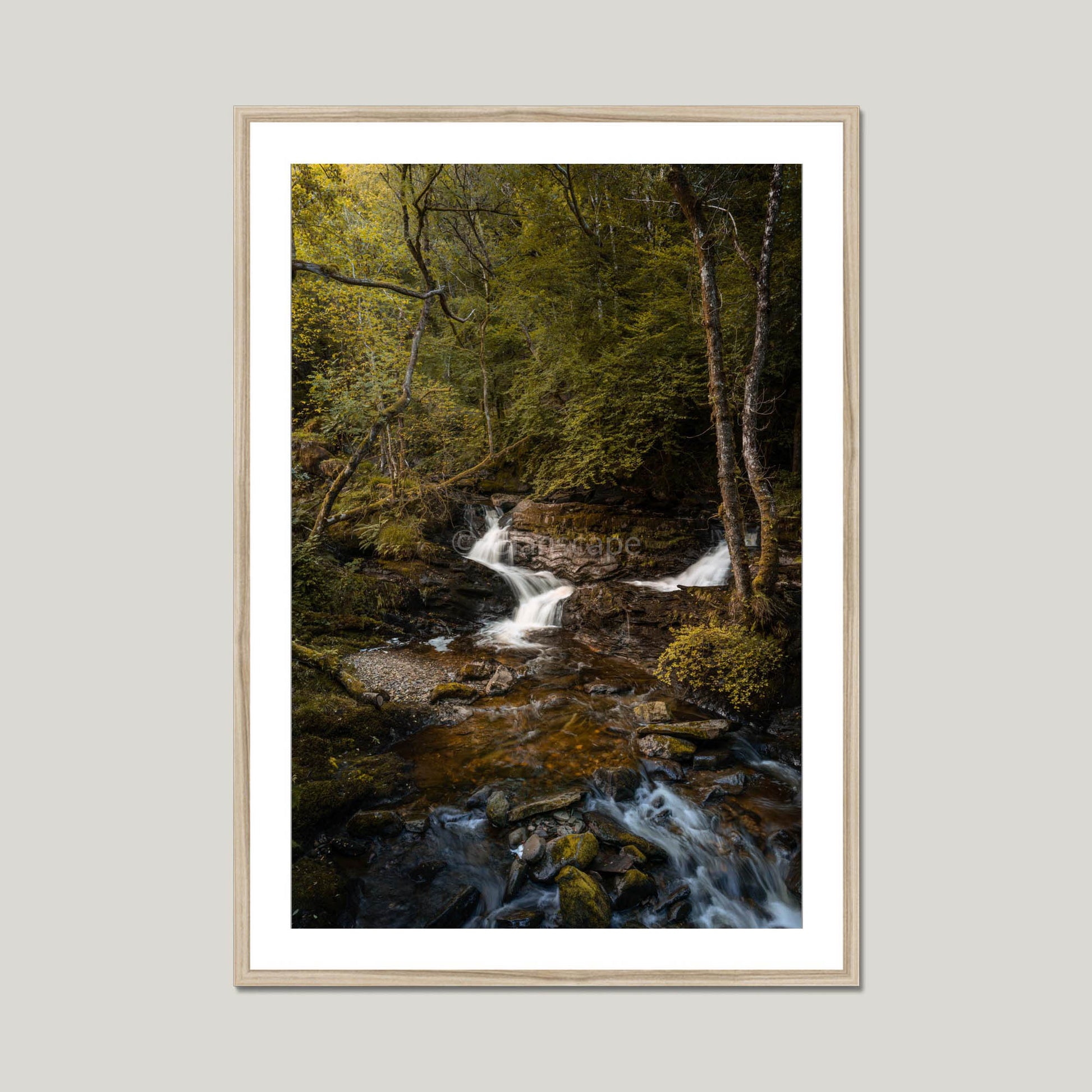 Clan MacGregor - Balquhidder Waterfall - Framed & Mounted Photo Print 28"x40" Natural