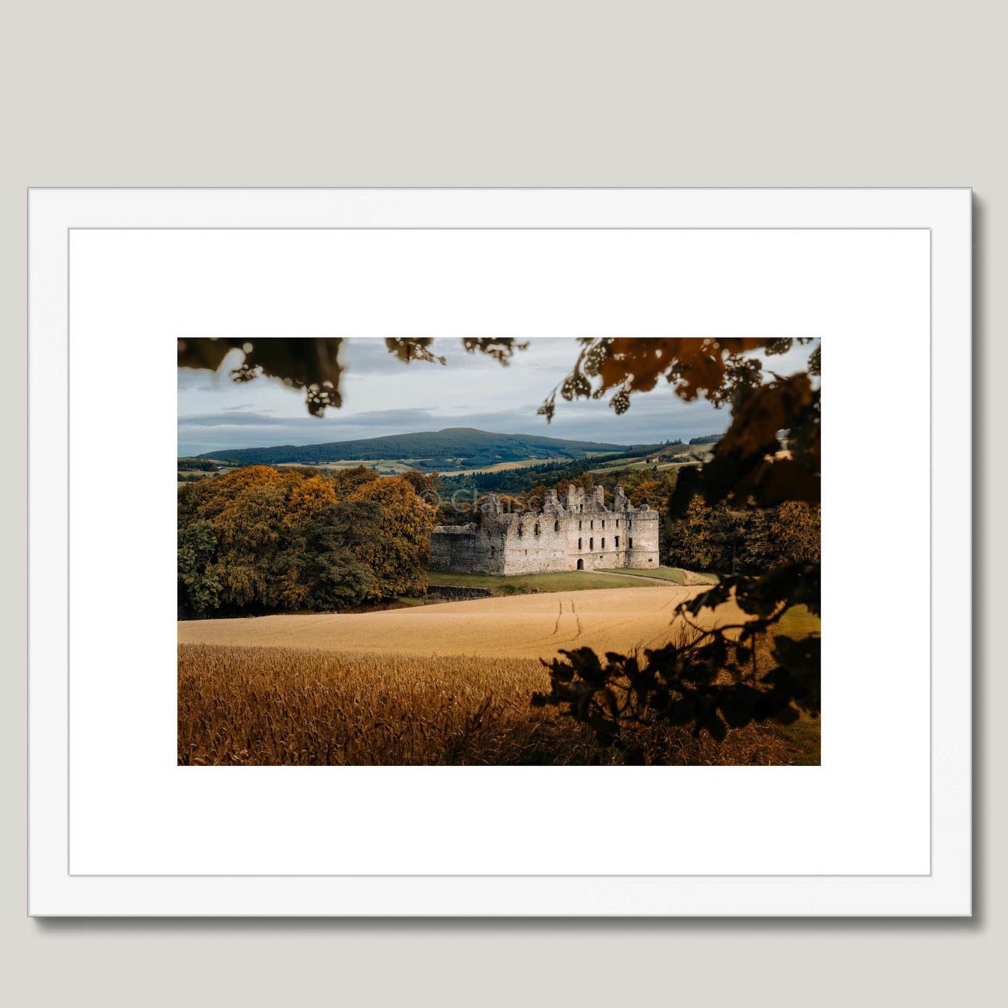 Clan Cumming - Balvenie Castle - Framed & Mounted Photo Print 16"x12" White