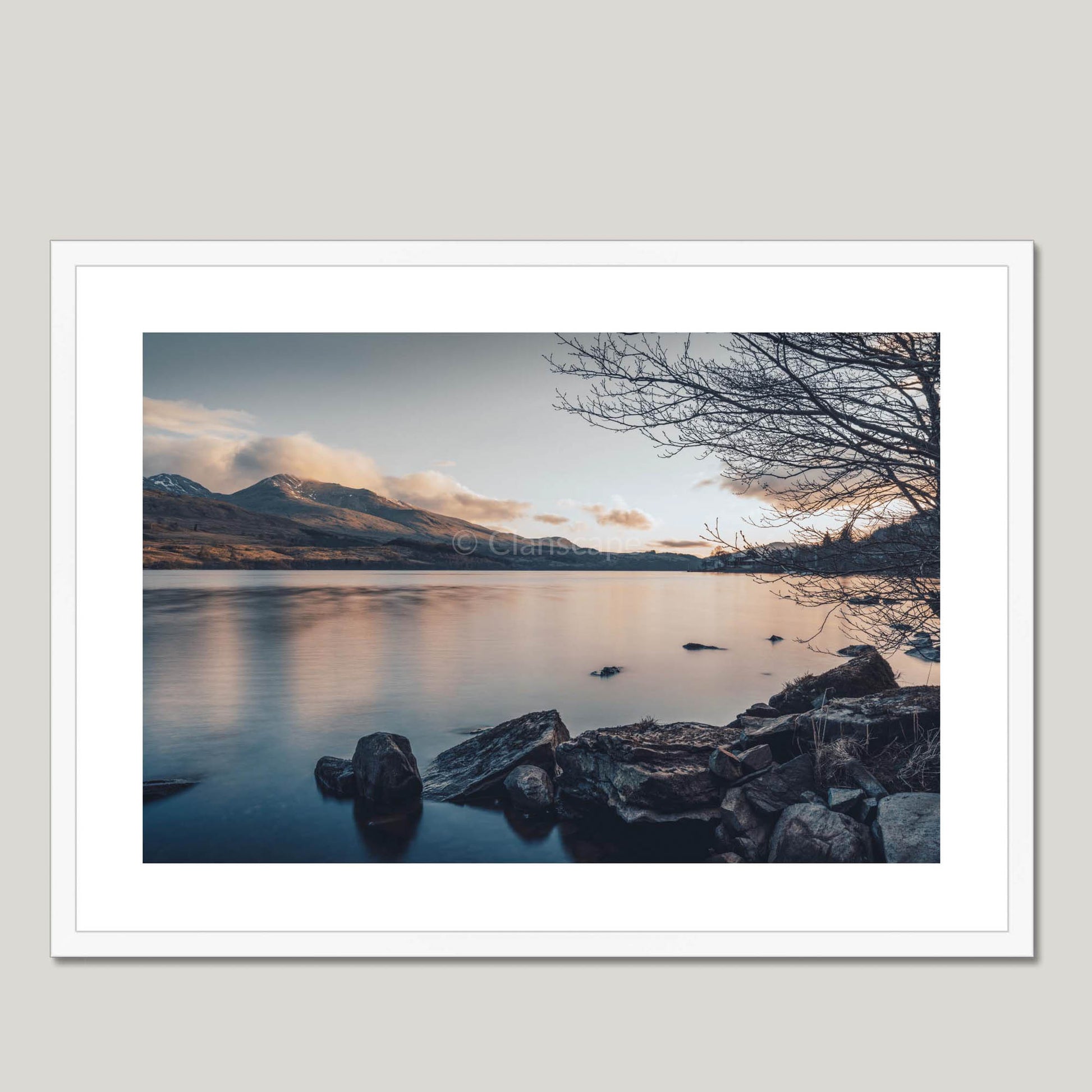 Clan MacMillan - Ben Lawers - Framed & Mounted Photo Print 28"x20" White