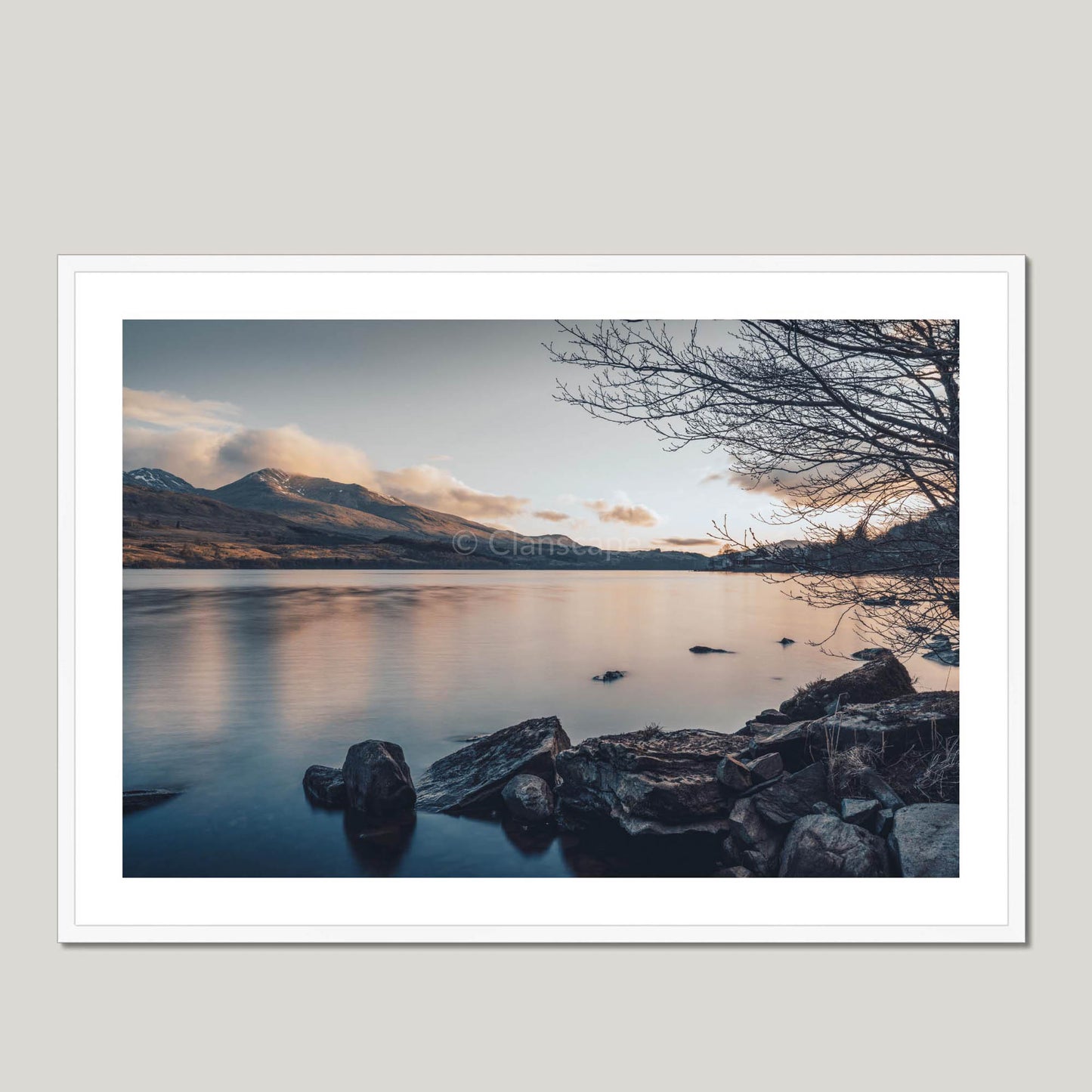 Clan MacMillan - Ben Lawers - Framed & Mounted Photo Print 40"x28" White