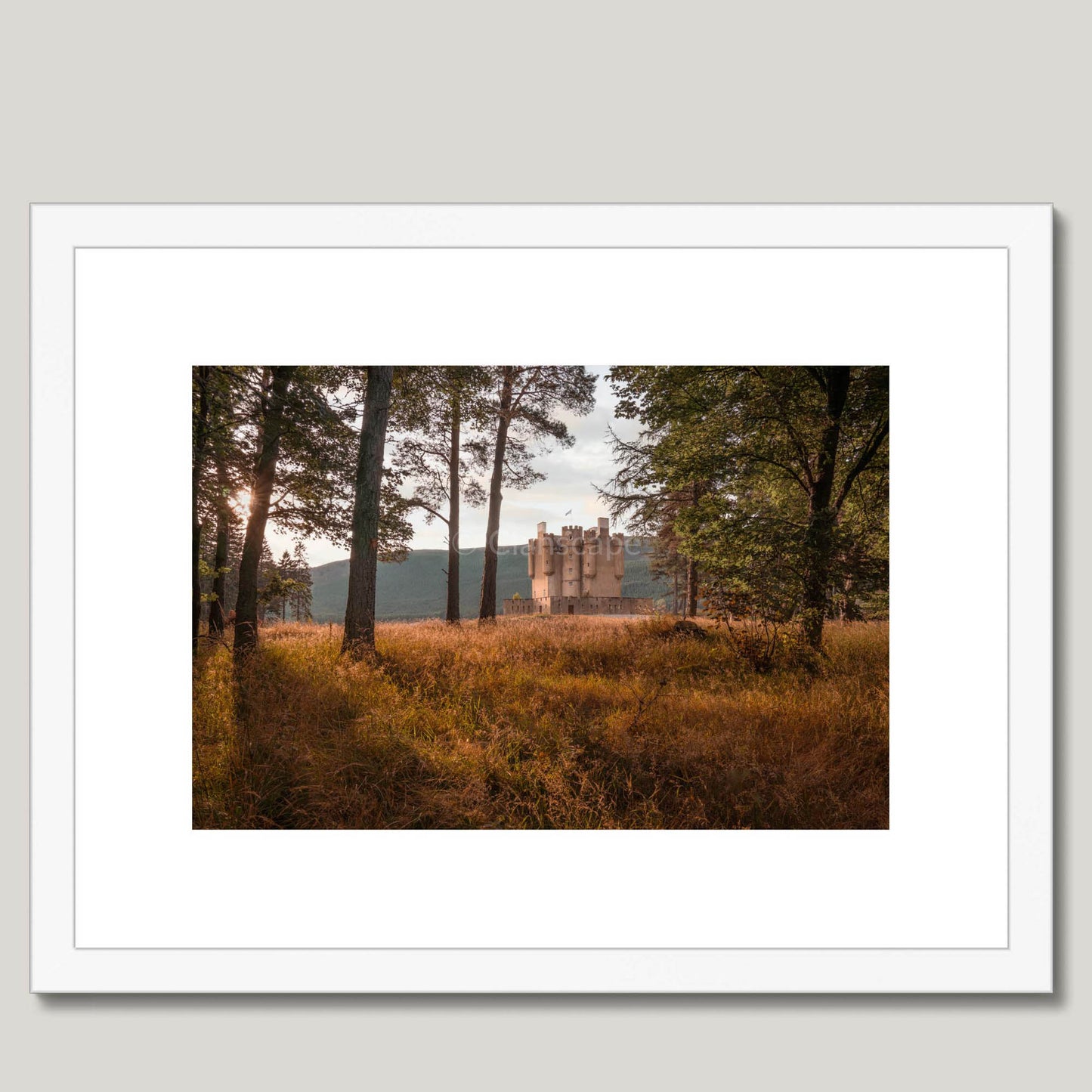 Clan Erskine - Braemar Castle - Framed & Mounted Photo Print 16"x12" White