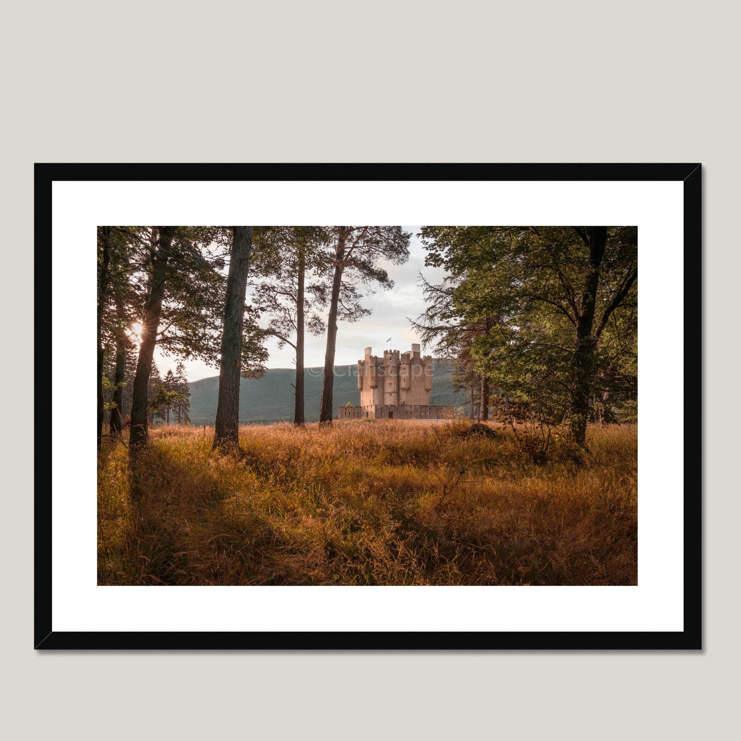 Clan Erskine - Braemar Castle - Framed & Mounted Photo Print 28"x20" Black