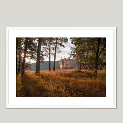 Clan Farquharson - Braemar Castle - Framed & Mounted Photo Print 28"x20" White