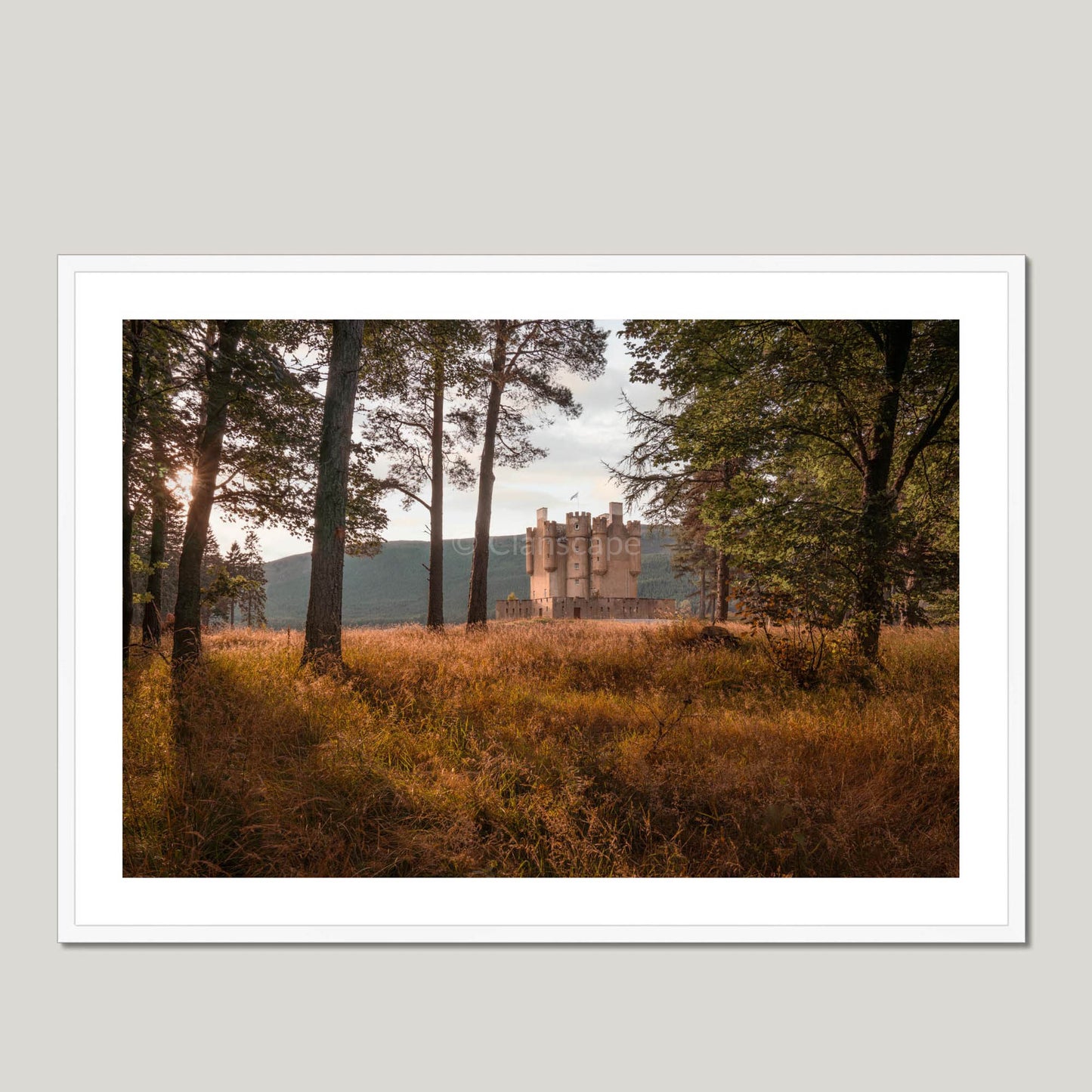 Clan Erskine - Braemar Castle - Framed & Mounted Photo Print 40"x28" White