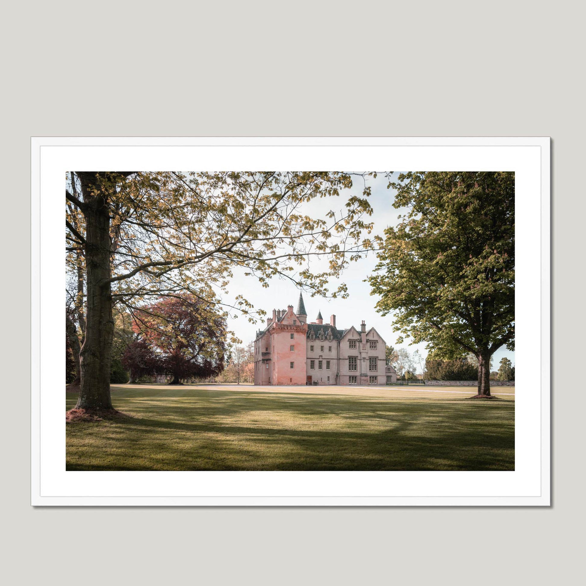 Clan Brodie - Brodie Castle - Framed & Mounted Photo Print 40"x28" White