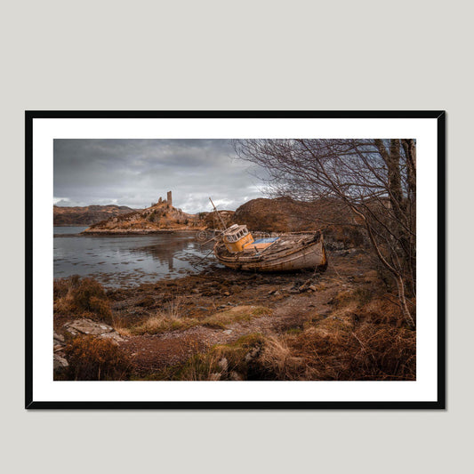 Clan Mackinnon - Caisteal Maol Shipwreck - Framed Photo Print 40"x28" Black