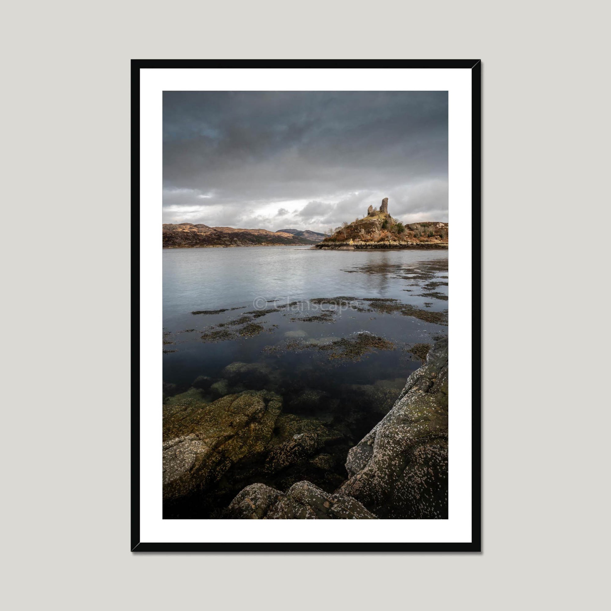 Clan Mackinnon - Caisteal Maol - Framed & Mounted Photo Print 28"x40" Black