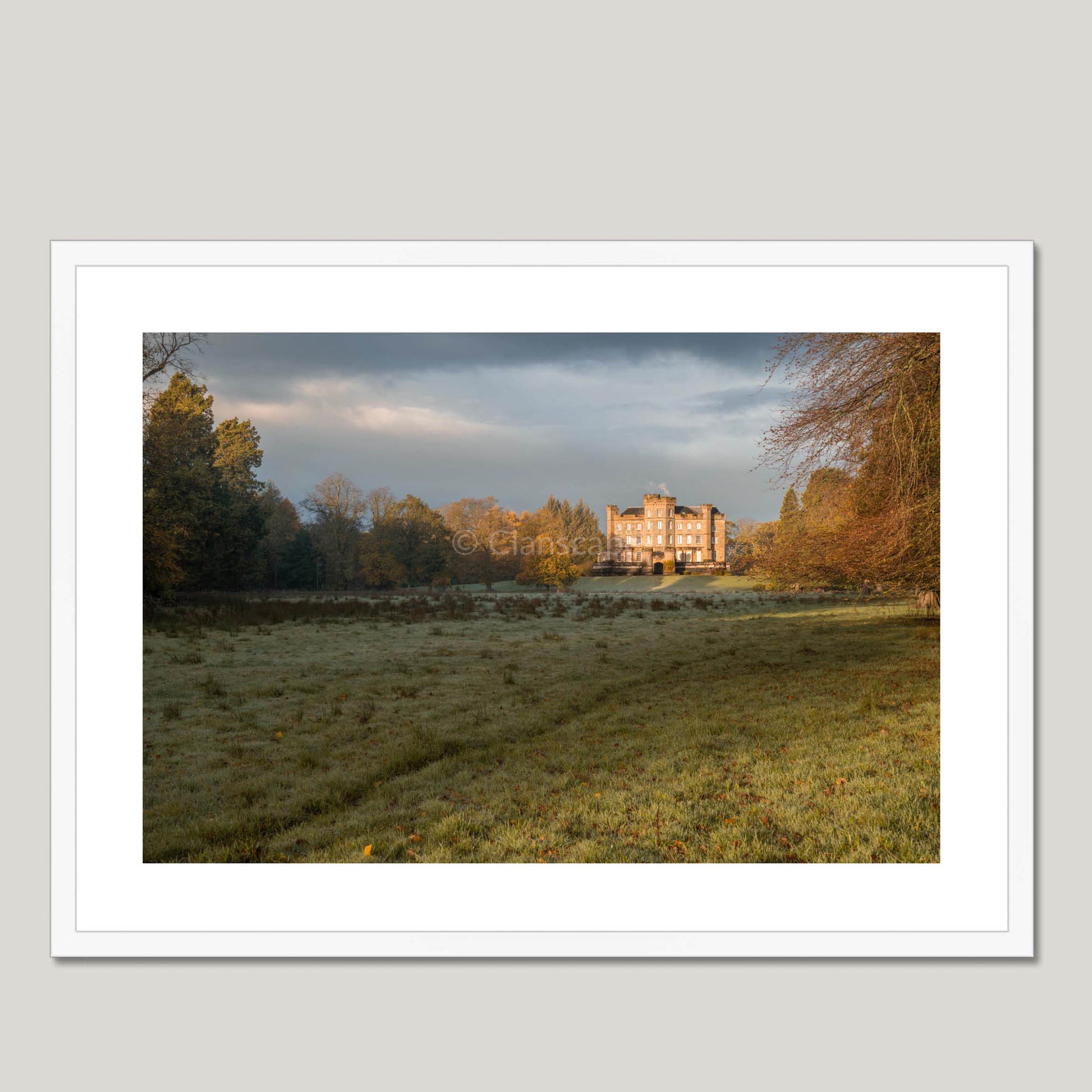 Clan Cunningham - Caprington Castle - Framed & Mounted Photo Print 28"x20" White