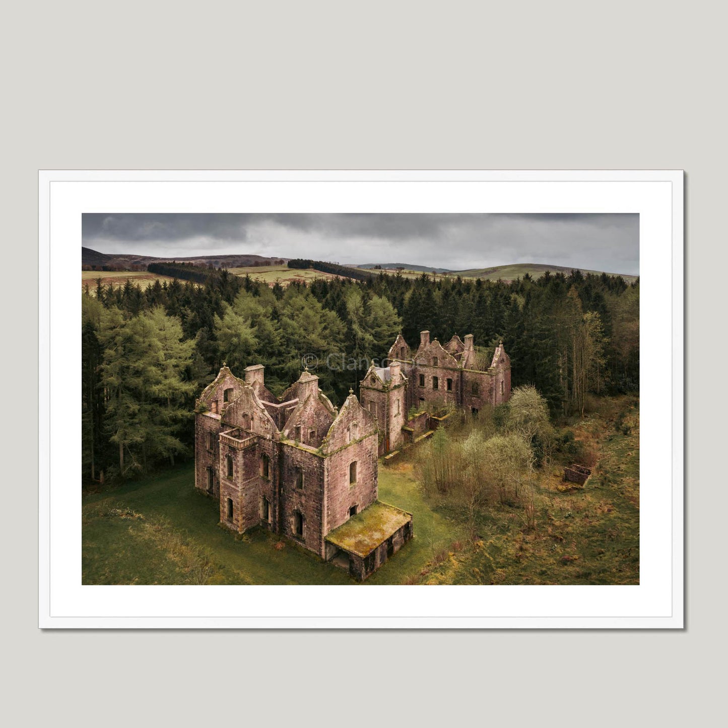 Clan Carmichael - Carmichael House - Framed & Mounted Photo Print 40"x28" White Frame