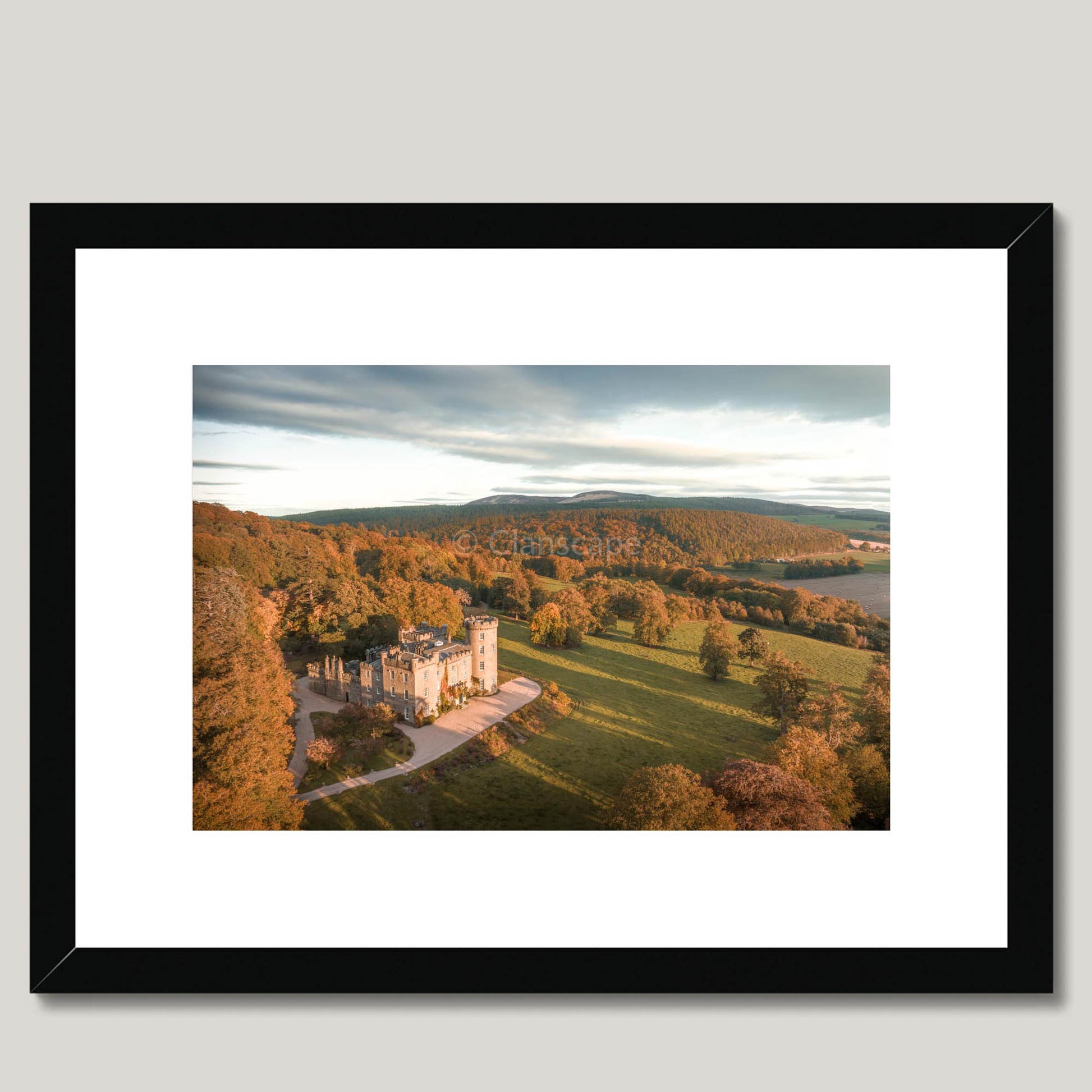 Clan Forbes - Castle Forbes - Framed & Mounted Photo Print 16"x12" Black