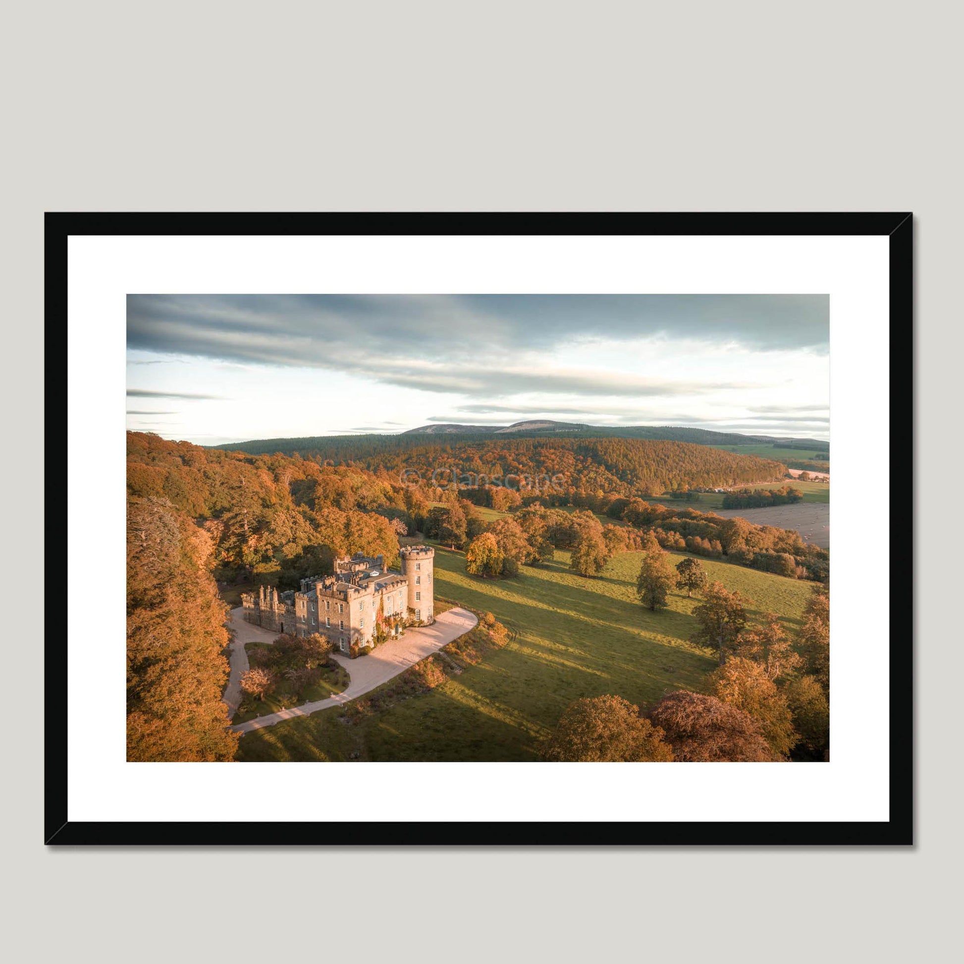 Clan Forbes - Castle Forbes - Framed & Mounted Photo Print 28"x20" Black