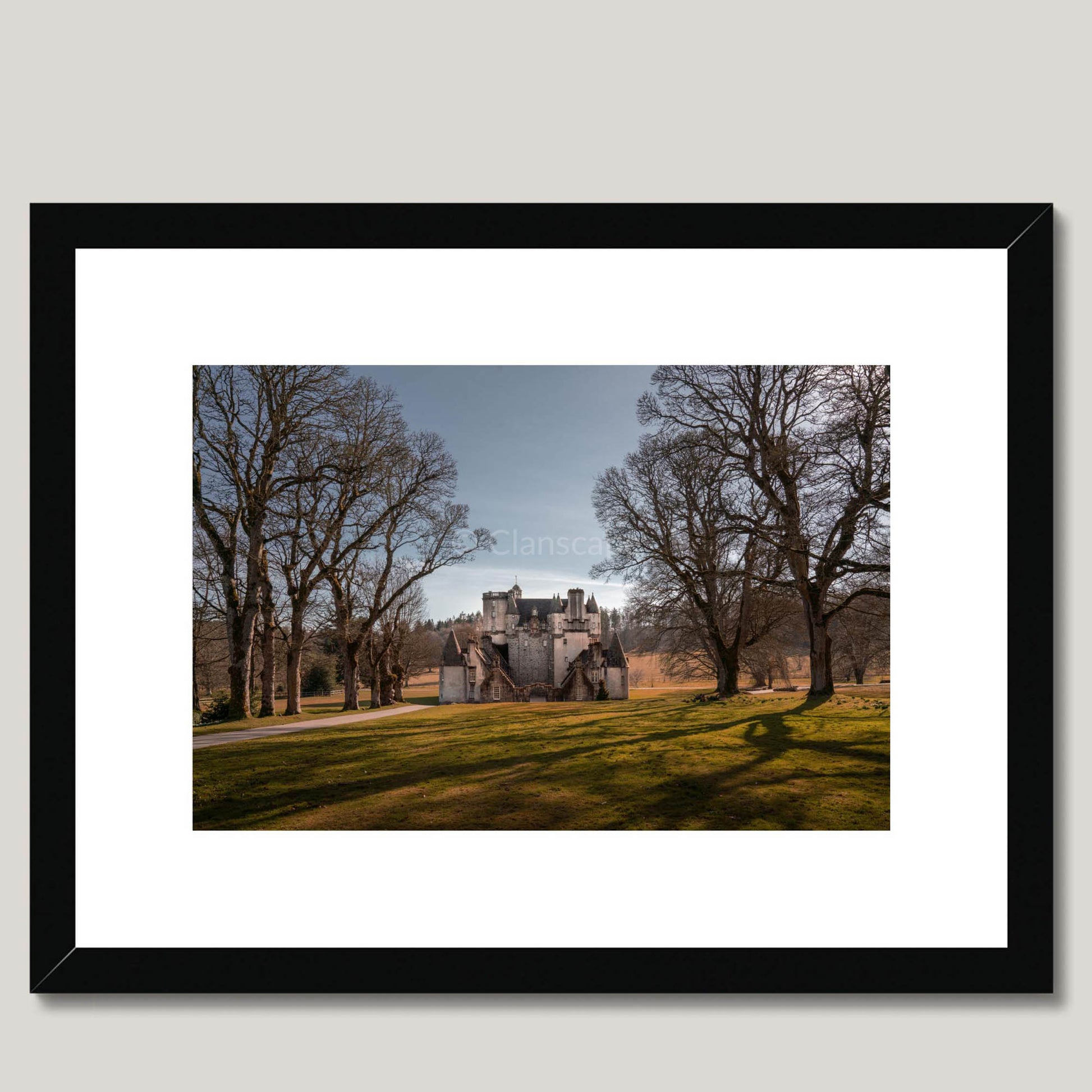 Clan Fraser - Castle Fraser - Framed & Mounted Photo Print 16"x12" Black