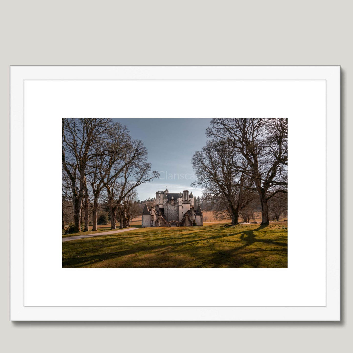 Clan Fraser - Castle Fraser - Framed & Mounted Photo Print 16"x12" White