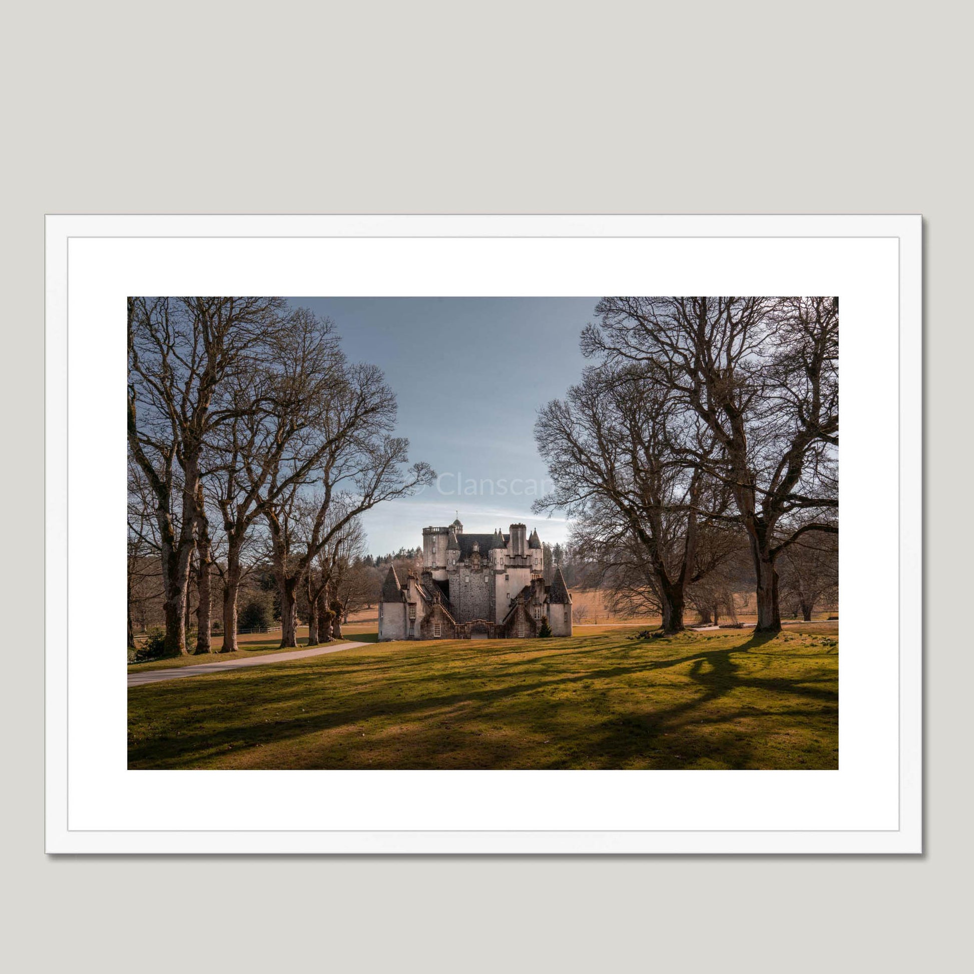 Clan Fraser - Castle Fraser - Framed & Mounted Photo Print 28"x20" White