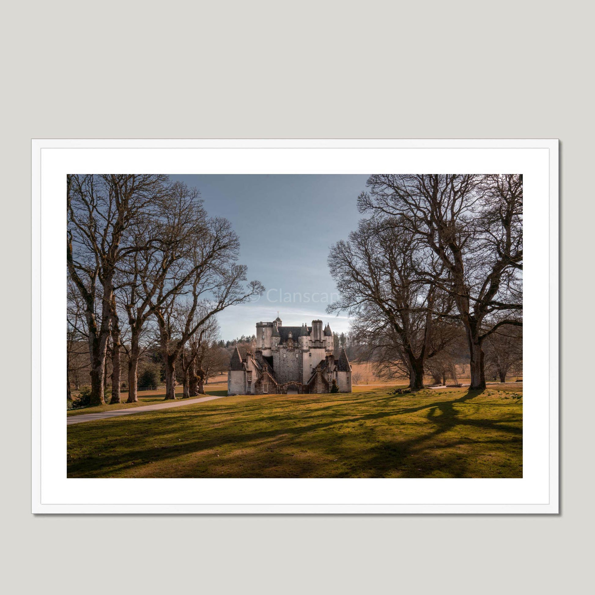 Clan Fraser - Castle Fraser - Framed & Mounted Photo Print 40"x28" White